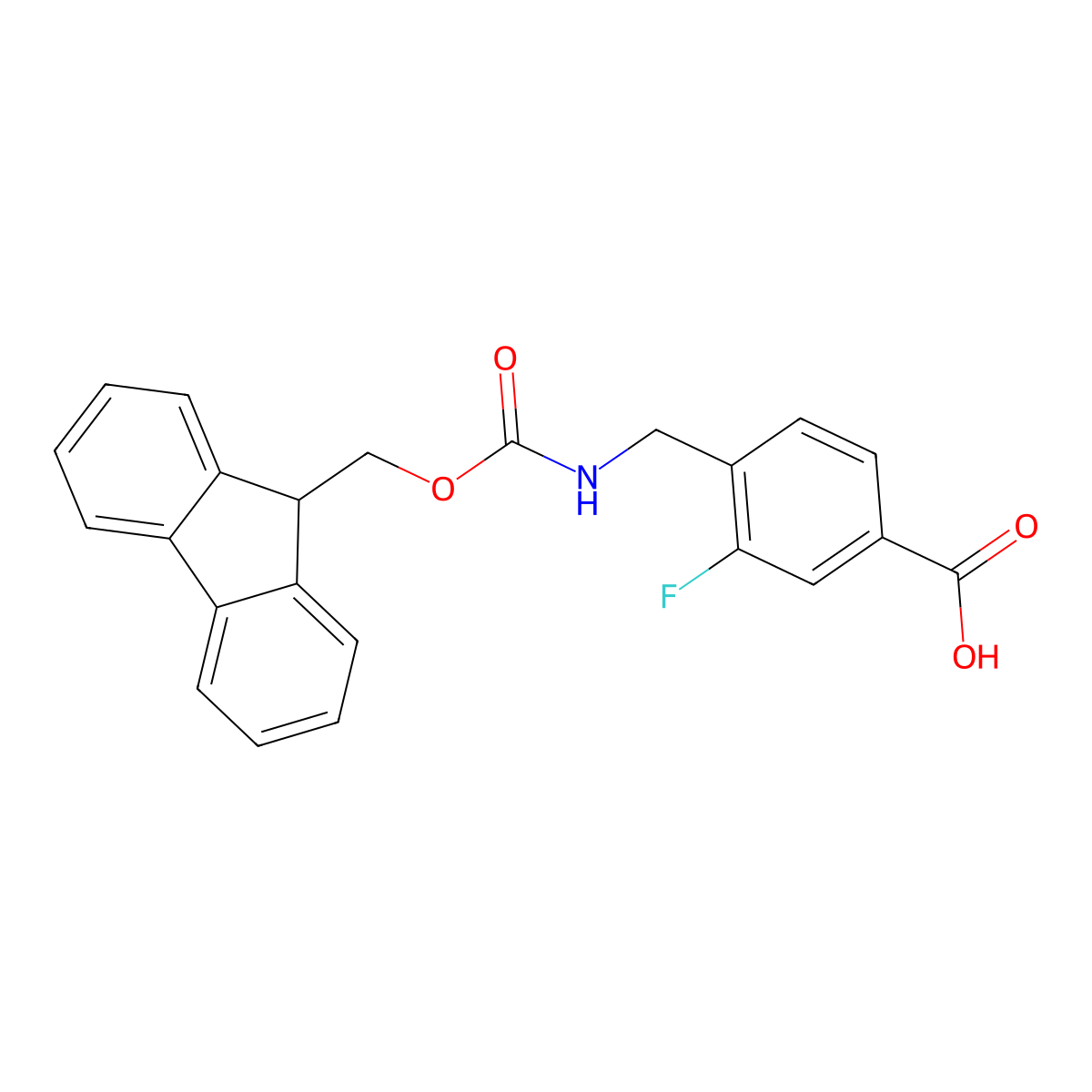 4-[({[(9H-fluoren-9-yl)methoxy]carbonyl}amino)methyl]-3-fluorobenzoic acid molecular structure, CAS 503470-30-2