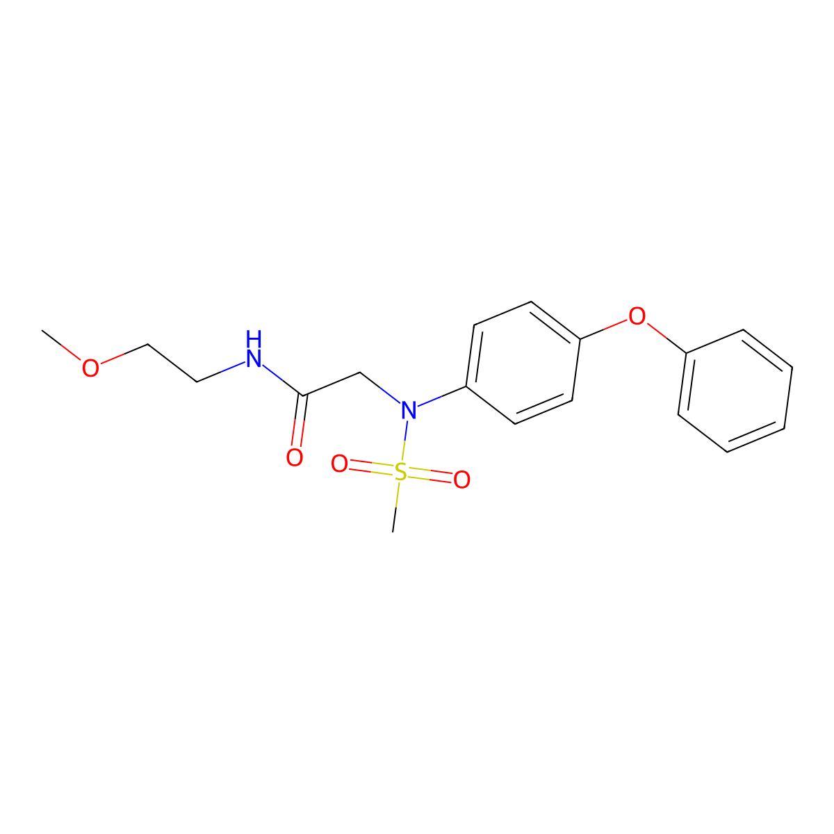 N-(2-methoxyethyl)-2-(N-methylsulfonyl-4-phenoxyanilino)acetamide molecular structure, CAS 5035-21-2