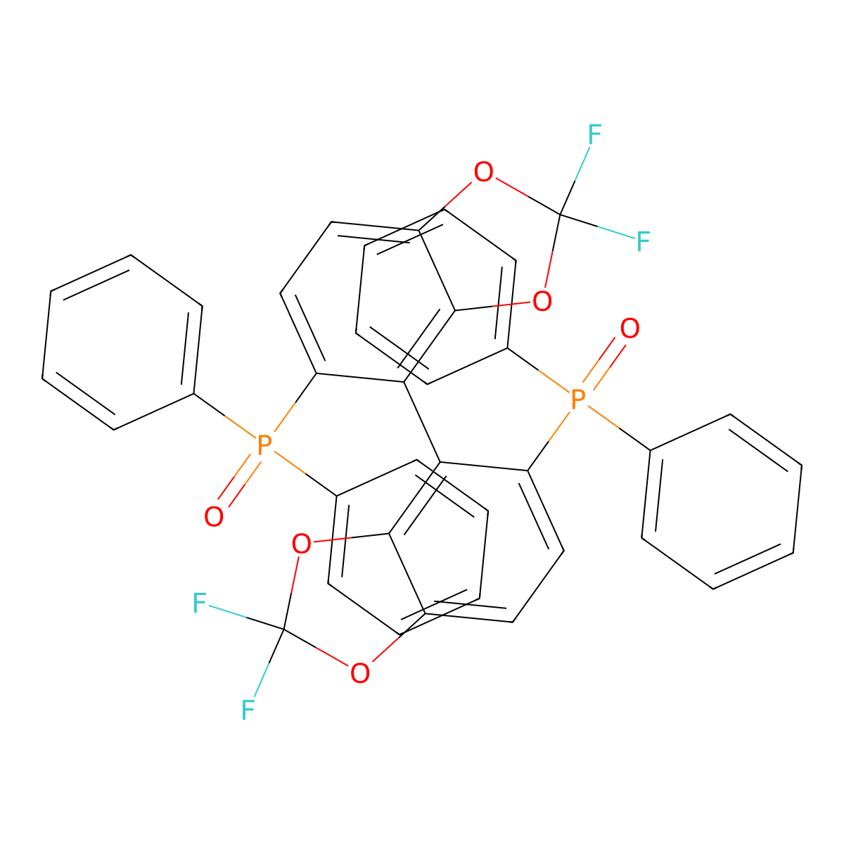 (4R)-(2,2,2',2'-Tetrafluoro-[4,4'-bibenzo[d][1,3]dioxole]-5,5'-diyl)bis(diphenylphosphine oxide) molecular structure, CAS 503538-71-4