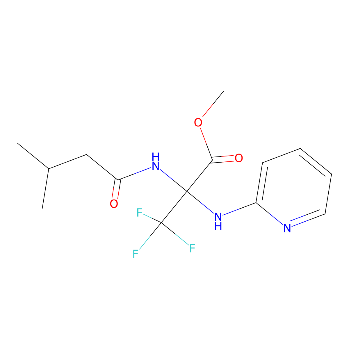 Methyl 3,3,3-trifluoro-2-[(3-methylbutanoyl)amino]-2-(2-pyridinylamino)propanoate molecular structure, CAS 503558-70-1