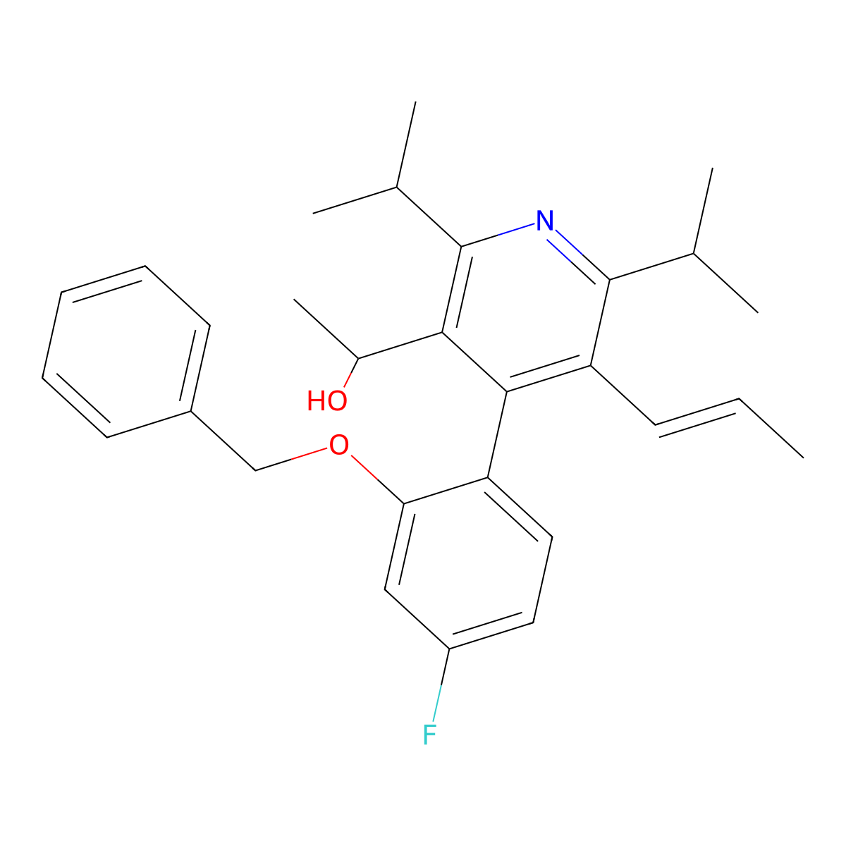 1-(4-(2-(Benzyloxy)-4-fluorophenyl)-2,6-diisopropyl-5-(prop-1-en-1-yl)pyridin-3-yl)ethanol molecular structure, CAS 503559-84-0