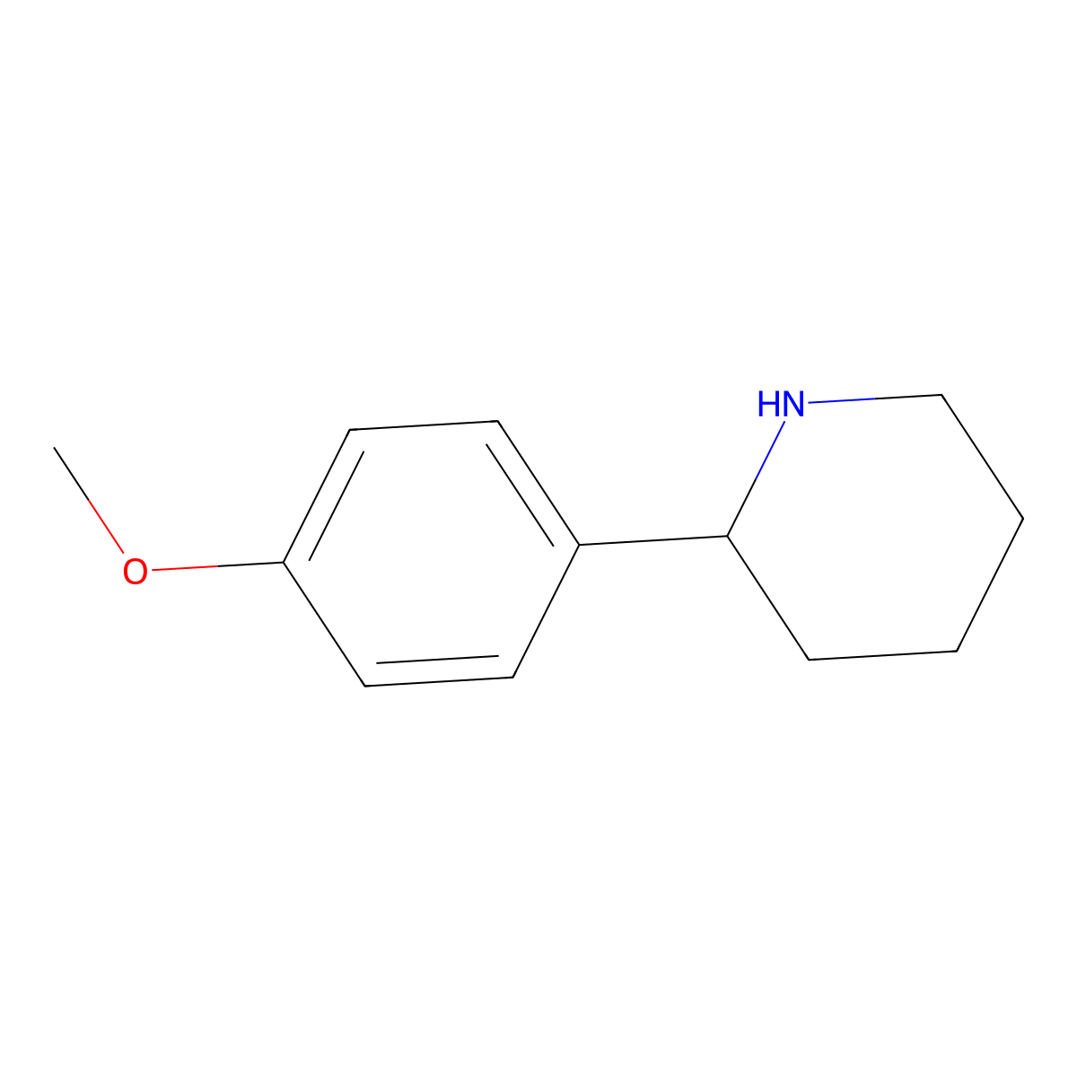 Piperidine, 2-(4-methoxyphenyl)-, (2S)- molecular structure, CAS 503561-02-2
