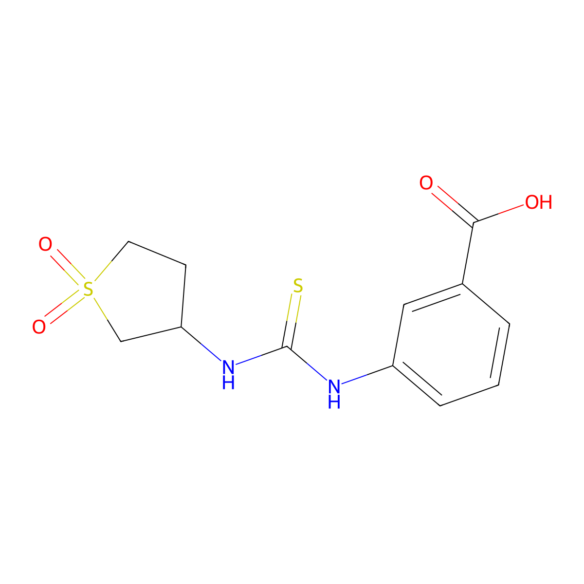 3-({[(1,1-Dioxothiolan-3-yl)amino]thioxomethyl}amino)benzoic acid molecular structure, CAS 503561-56-6