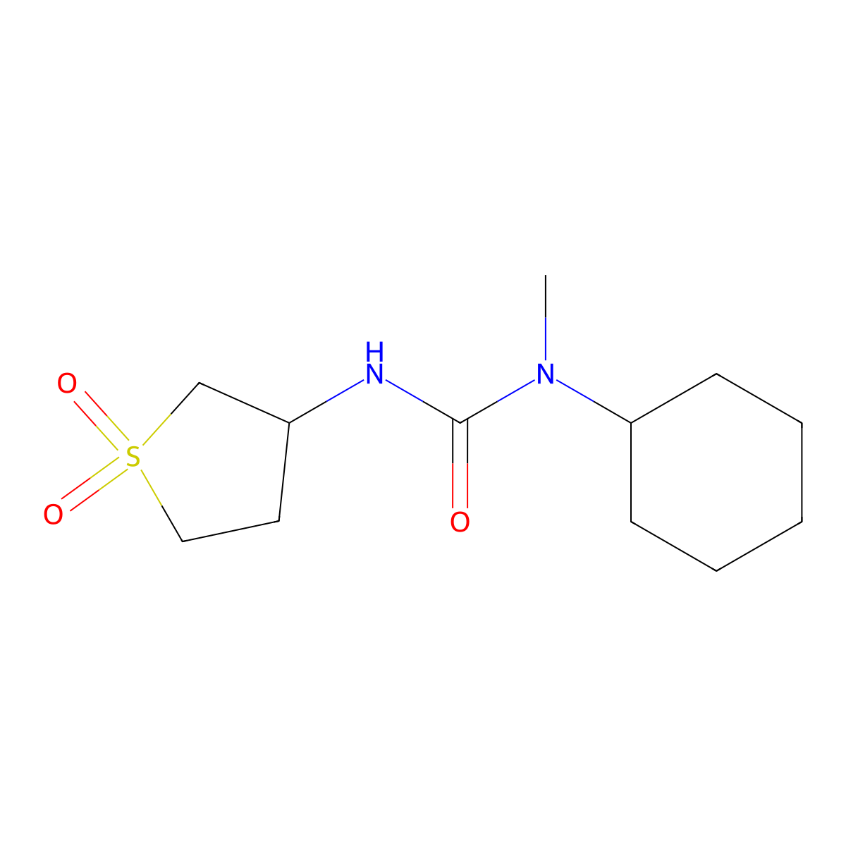 1-Cyclohexyl-3-(1,1-dioxidotetrahydrothiophen-3-yl)-1-methylurea molecular structure, CAS 503561-57-7