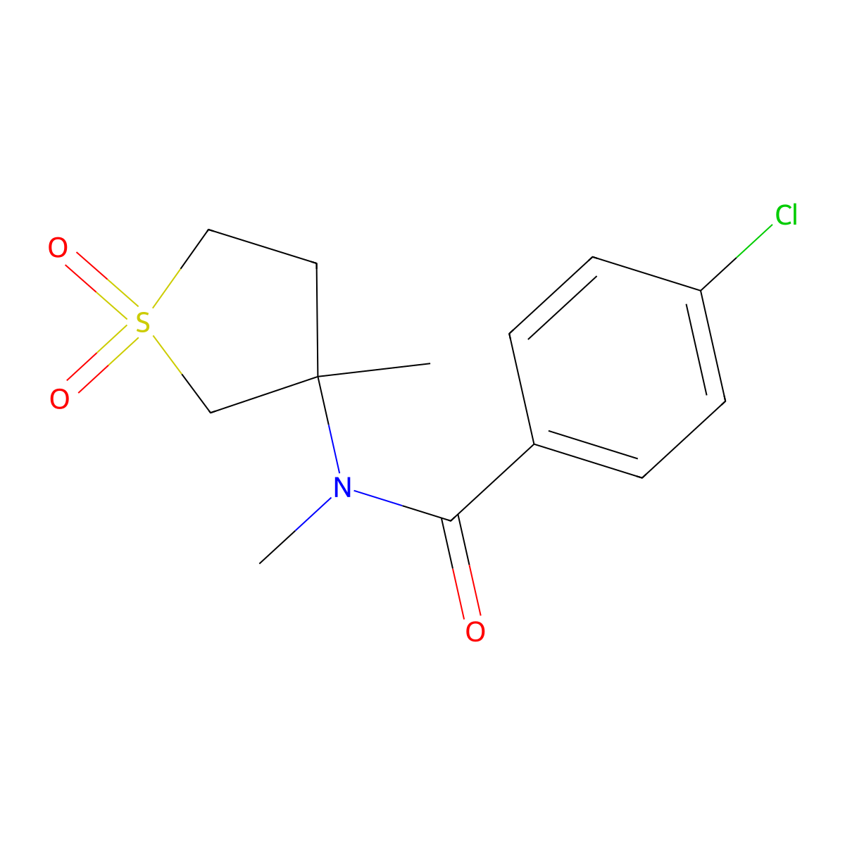 4-chloro-N-methyl-N-(3-methyl-1,1-dioxidotetrahydrothiophen-3-yl)benzamide molecular structure, CAS 503561-60-2