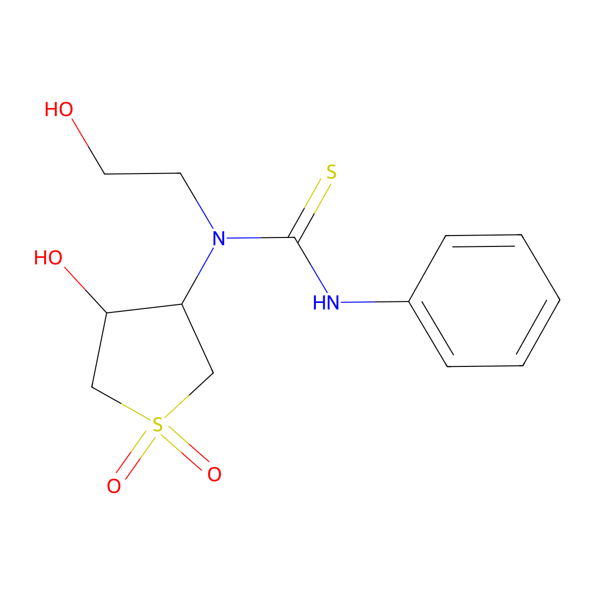 1-(4-Hydroxy-1,1-dioxidotetrahydrothiophen-3-yl)-1-(2-hydroxyethyl)-3-phenylthiourea molecular structure, CAS 503561-62-4