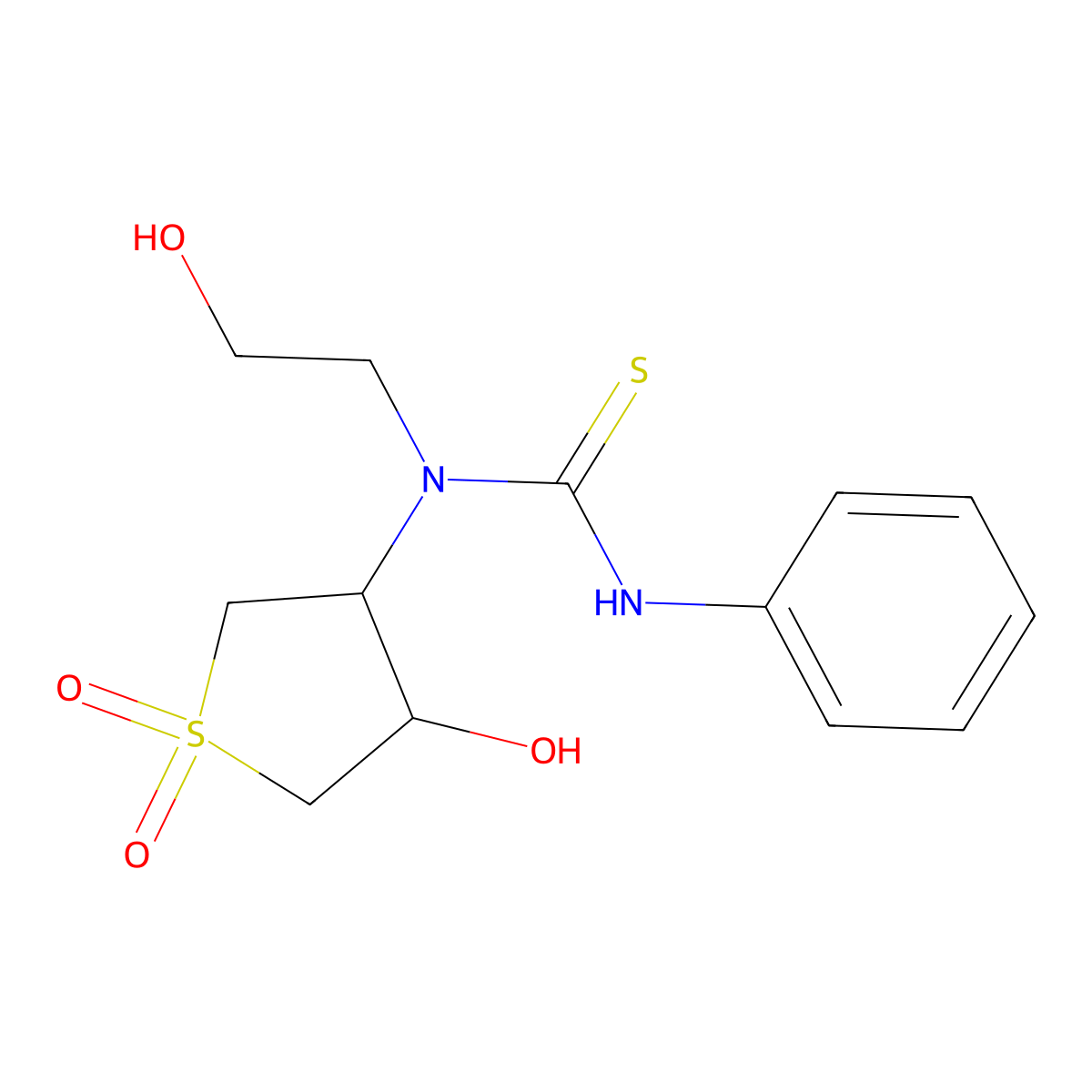 1-(4-Hydroxy-1,1-dioxidotetrahydrothiophen-3-yl)-1-(2-hydroxyethyl)-3-phenylthiourea molecular structure, CAS 503561-62-4