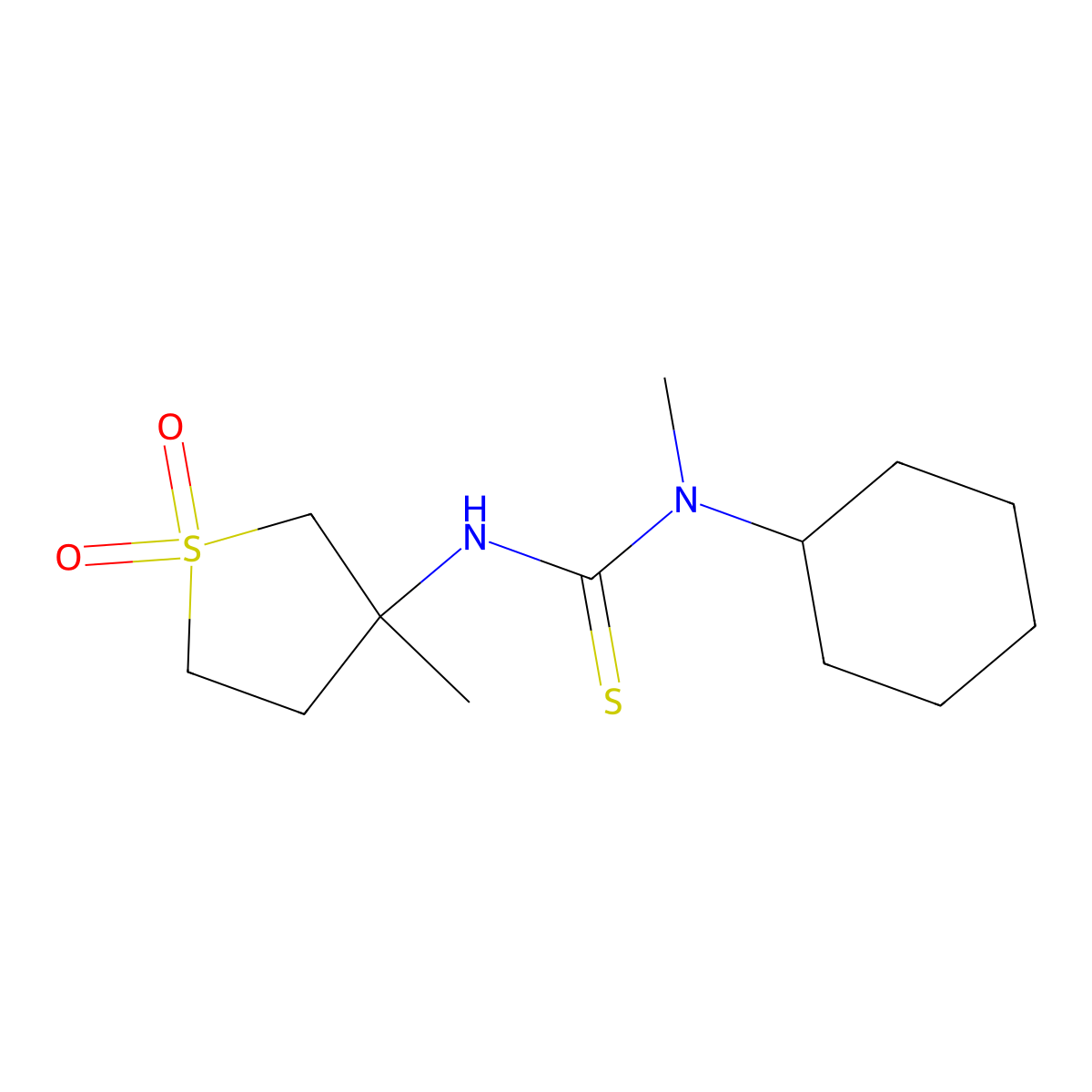 1-Cyclohexyl-1-methyl-3-(3-methyl-1,1-dioxidotetrahydrothiophen-3-yl)thiourea molecular structure, CAS 503561-64-6