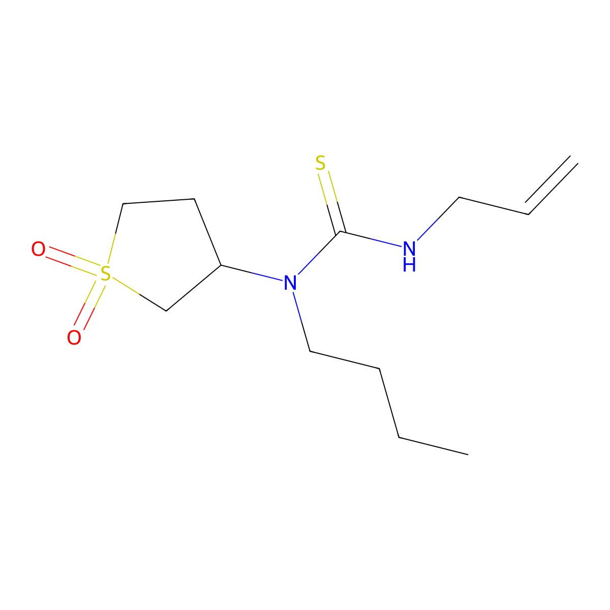 3-{Butyl[(prop-2-enylamino)thioxomethyl]amino}thiolane-1,1-dione molecular structure, CAS 503561-66-8