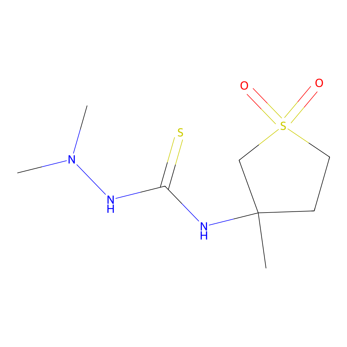 2,2-dimethyl-N-(3-methyl-1,1-dioxidotetrahydrothiophen-3-yl)hydrazinecarbothioamide molecular structure, CAS 503561-67-9