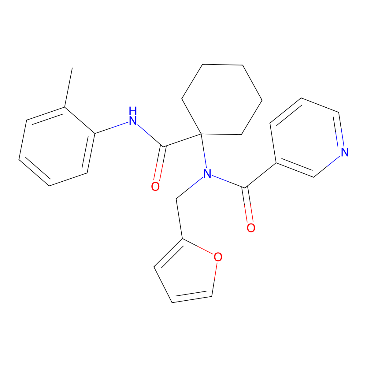 N-(2-furylmethyl)-N-[1-(2-toluidinocarbonyl)cyclohexyl]nicotinamide molecular structure, CAS 503561-70-4