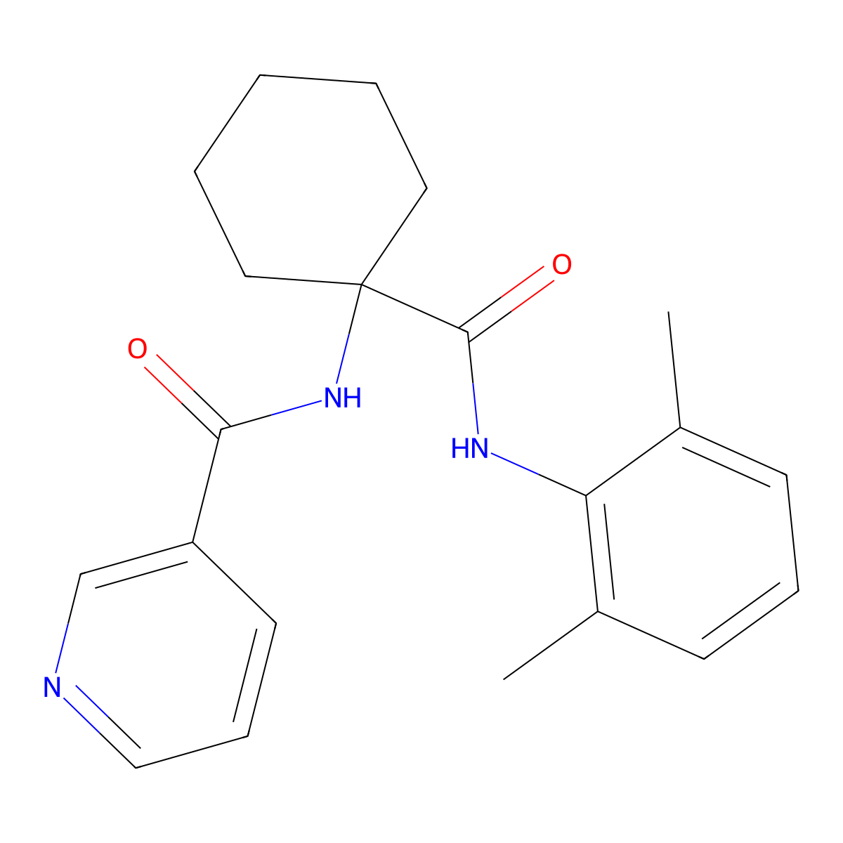 N-{1-[(2,6-dimethylphenyl)carbamoyl]cyclohexyl}pyridine-3-carboxamide molecular structure, CAS 503561-72-6