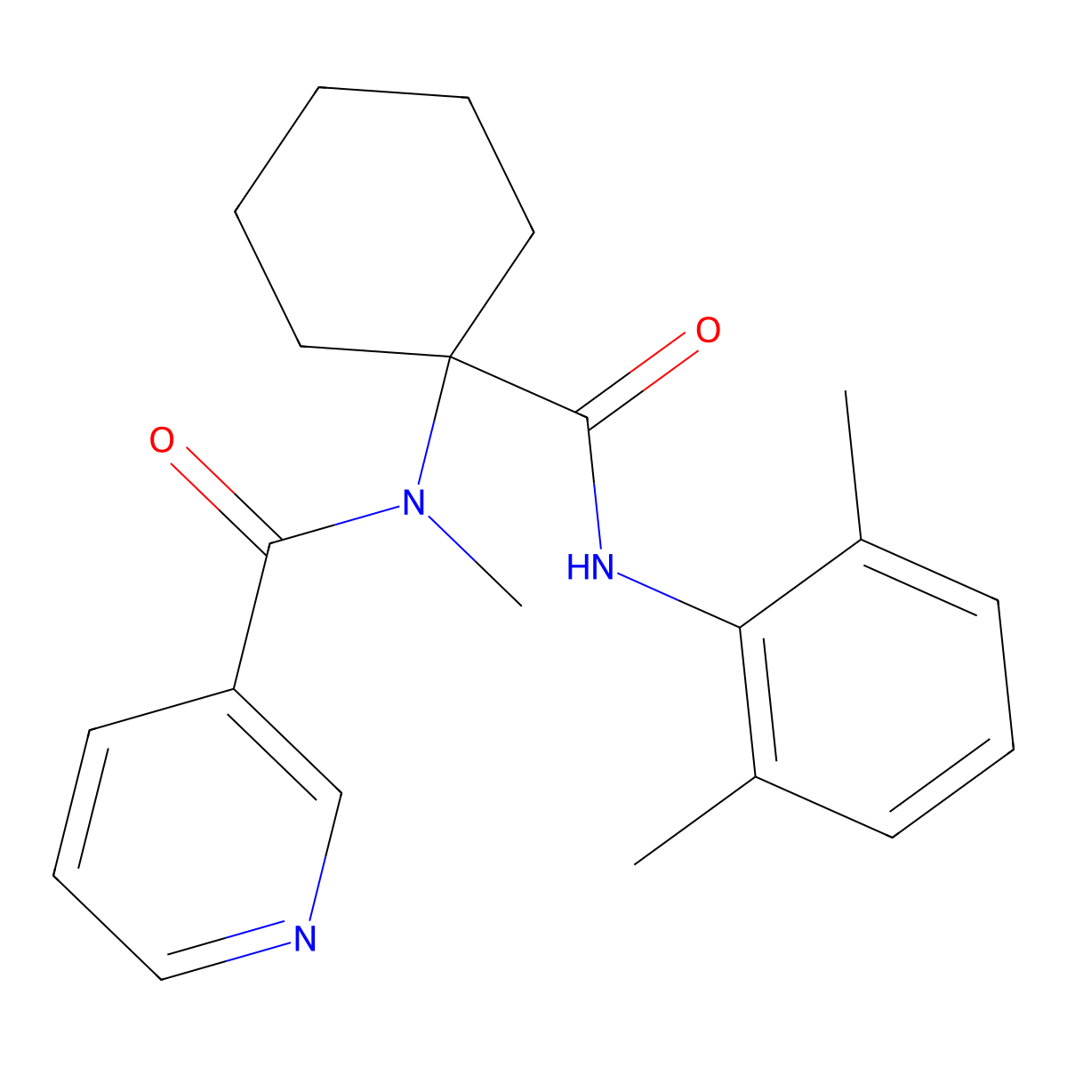 N-{1-[(2,6-dimethylphenyl)carbamoyl]cyclohexyl}-N-methylpyridine-3-carboxamide molecular structure, CAS 503561-73-7