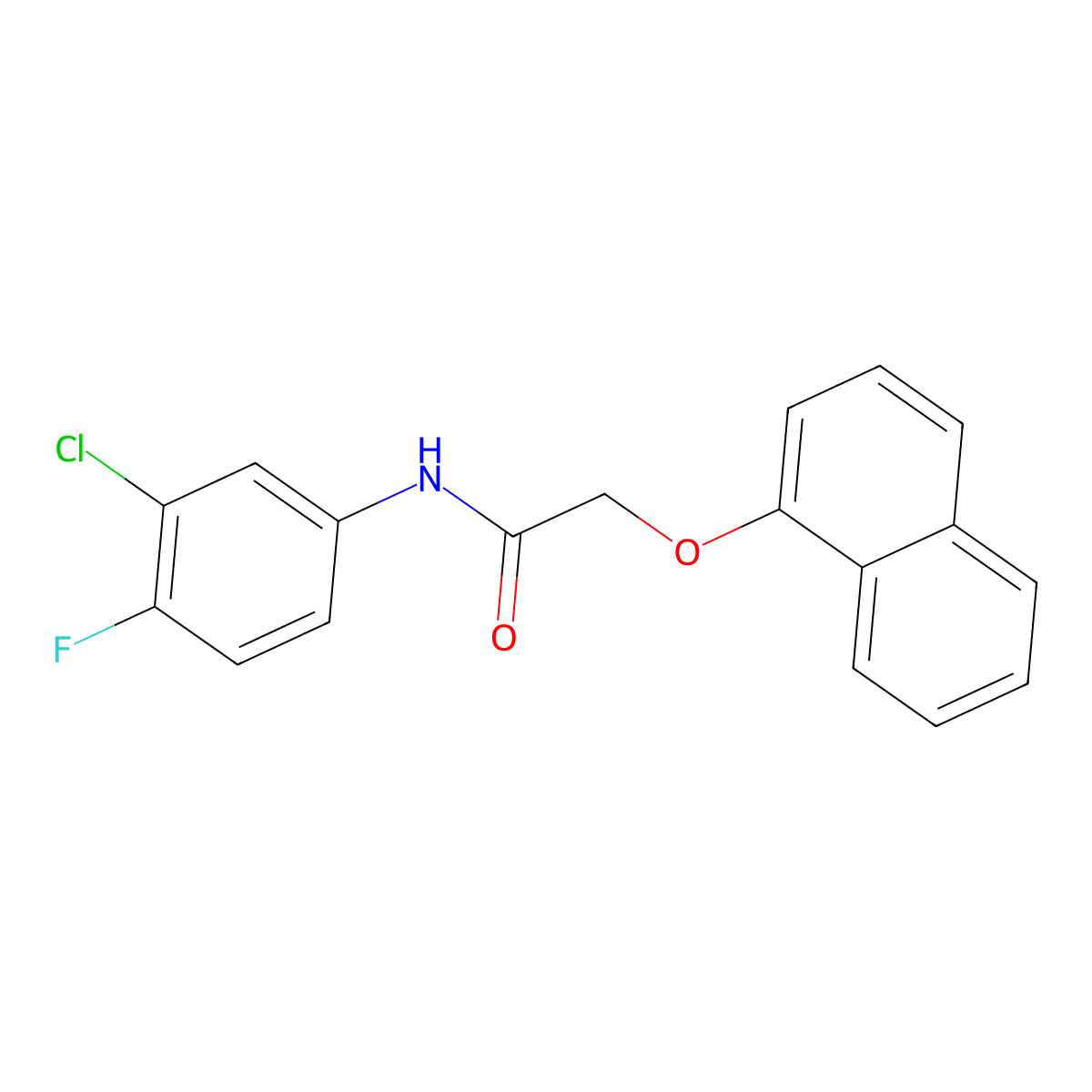N-(3-chloro-4-fluorophenyl)-2-naphthalen-1-yloxyacetamide molecular structure, CAS 503563-93-7