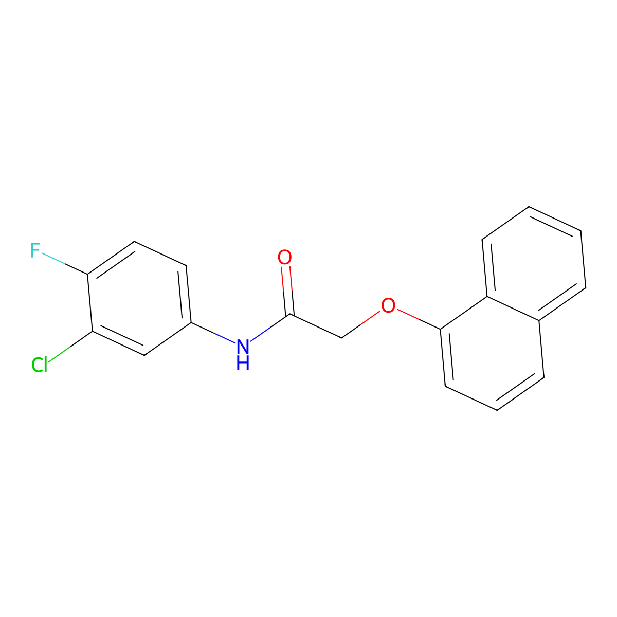 N-(3-chloro-4-fluorophenyl)-2-naphthalen-1-yloxyacetamide molecular structure, CAS 503563-93-7