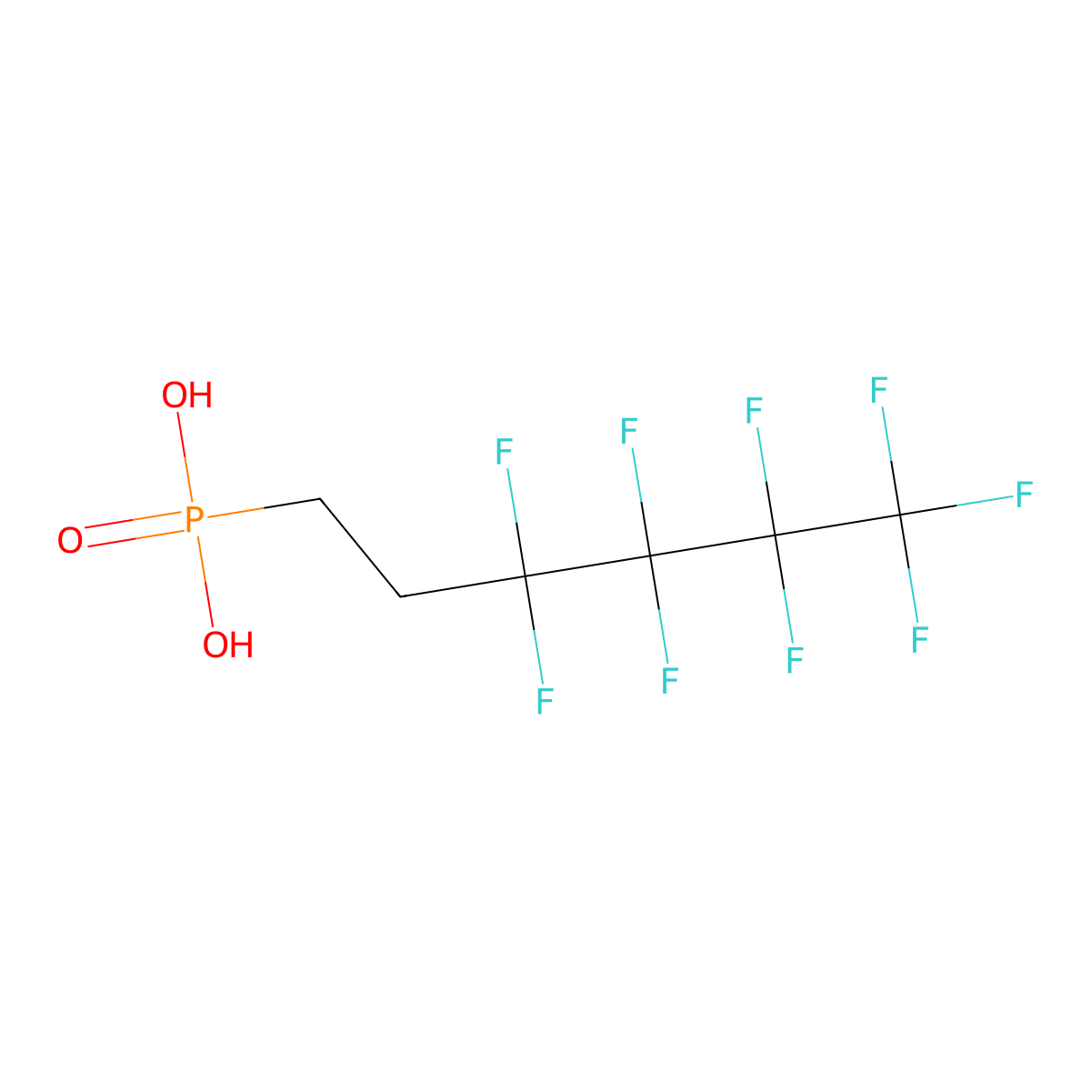 (3,3,4,4,5,5,6,6,6-Nonafluorohexyl)phosphonic acid molecular structure, CAS 503564-50-9