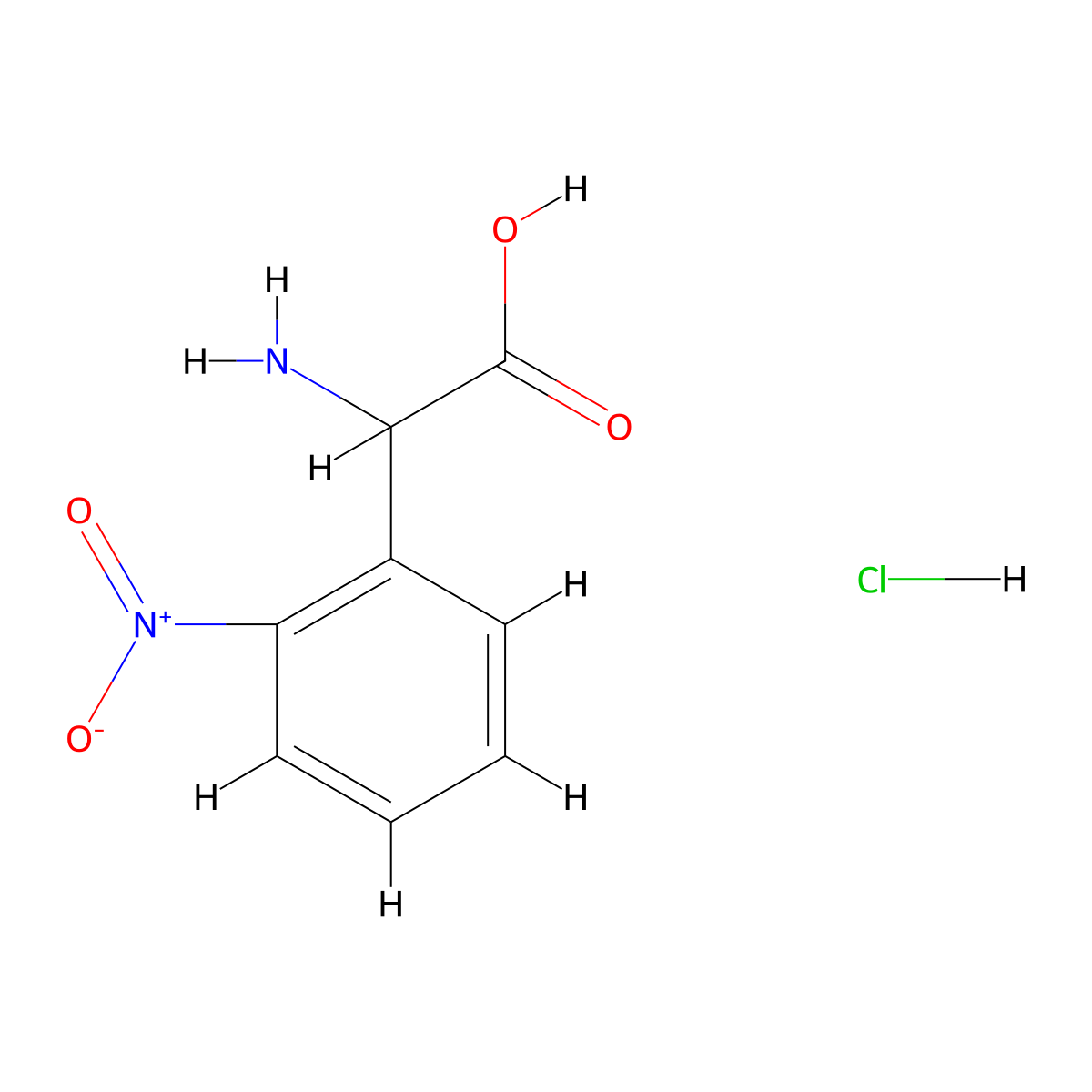 2-Amino-2-(2-nitrophenyl)acetic acid hydrochloride molecular structure, CAS 50357-25-0