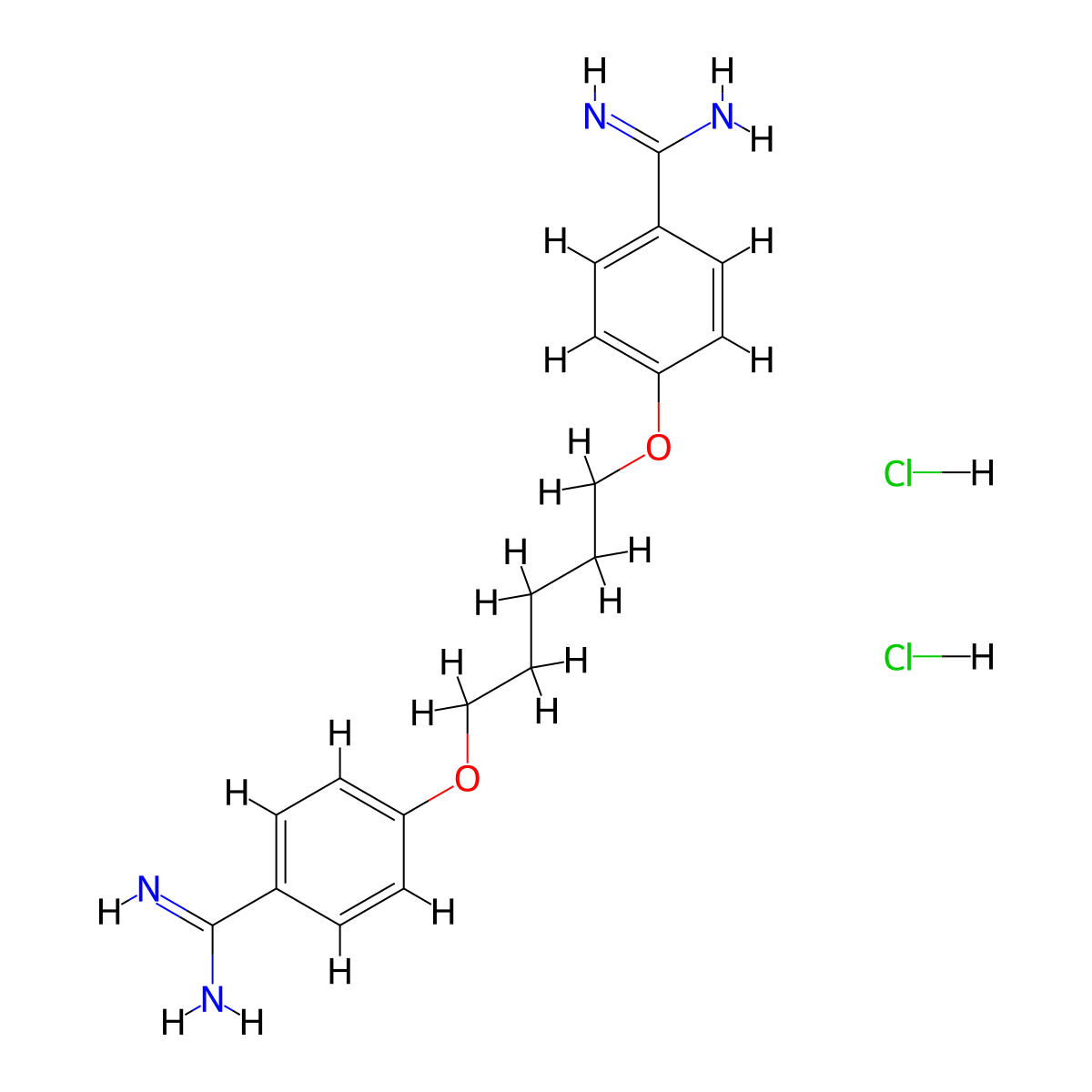 Pentamidine dihydrochloride molecular structure, CAS 50357-45-4