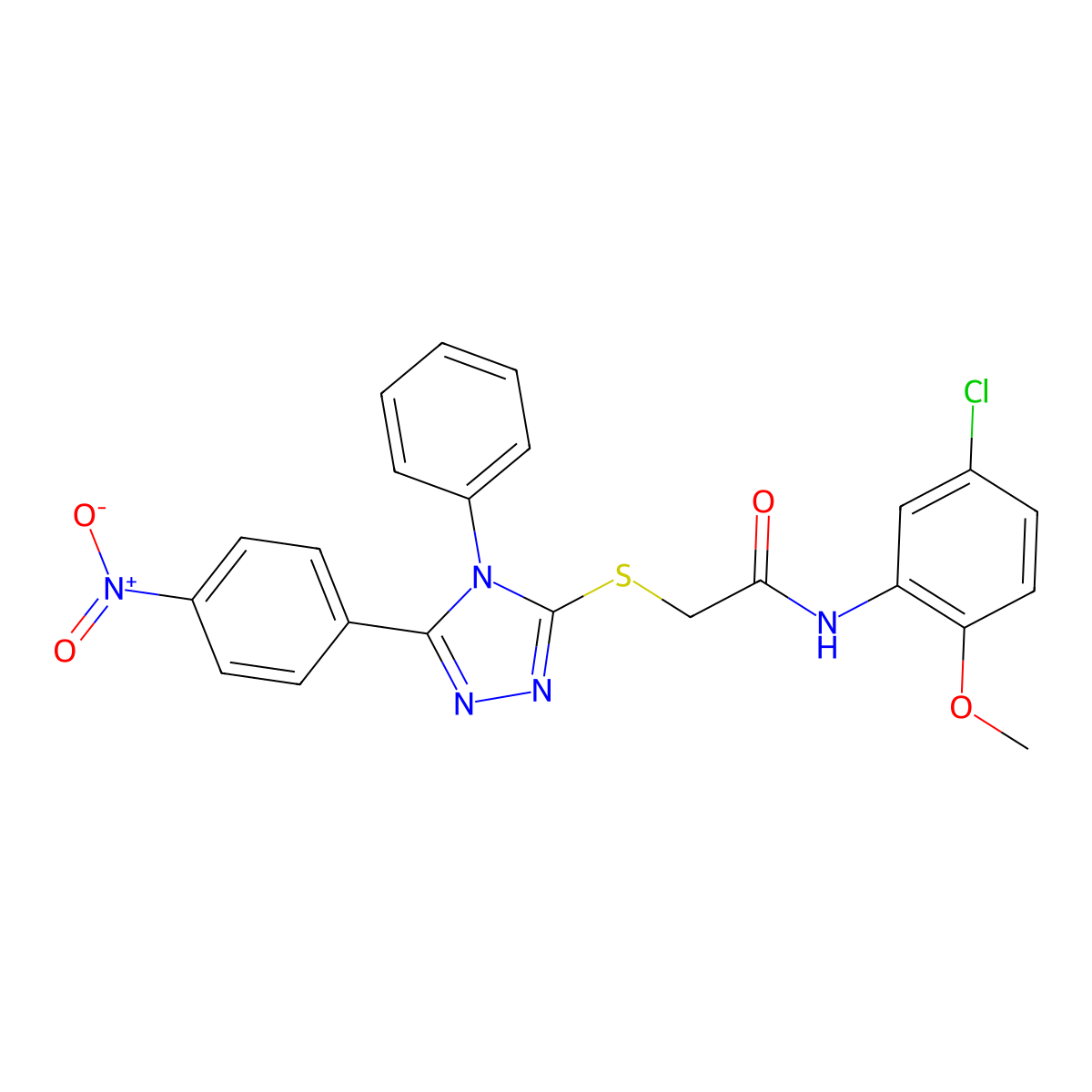 N-(5-chloro-2-methoxyphenyl)-2-[[5-(4-nitrophenyl)-4-phenyl-1,2,4-triazol-3-yl]sulfanyl]acetamide molecular structure, CAS 503592-05-0