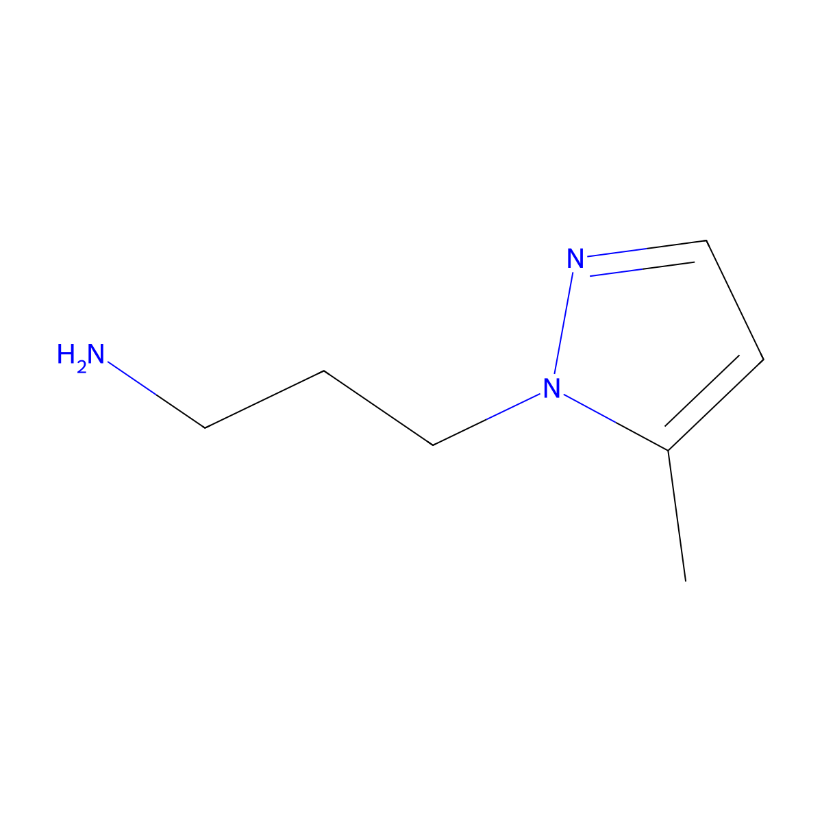 3-(5-methyl-1H-pyrazol-1-yl)propan-1-amine molecular structure, CAS 5036-49-7