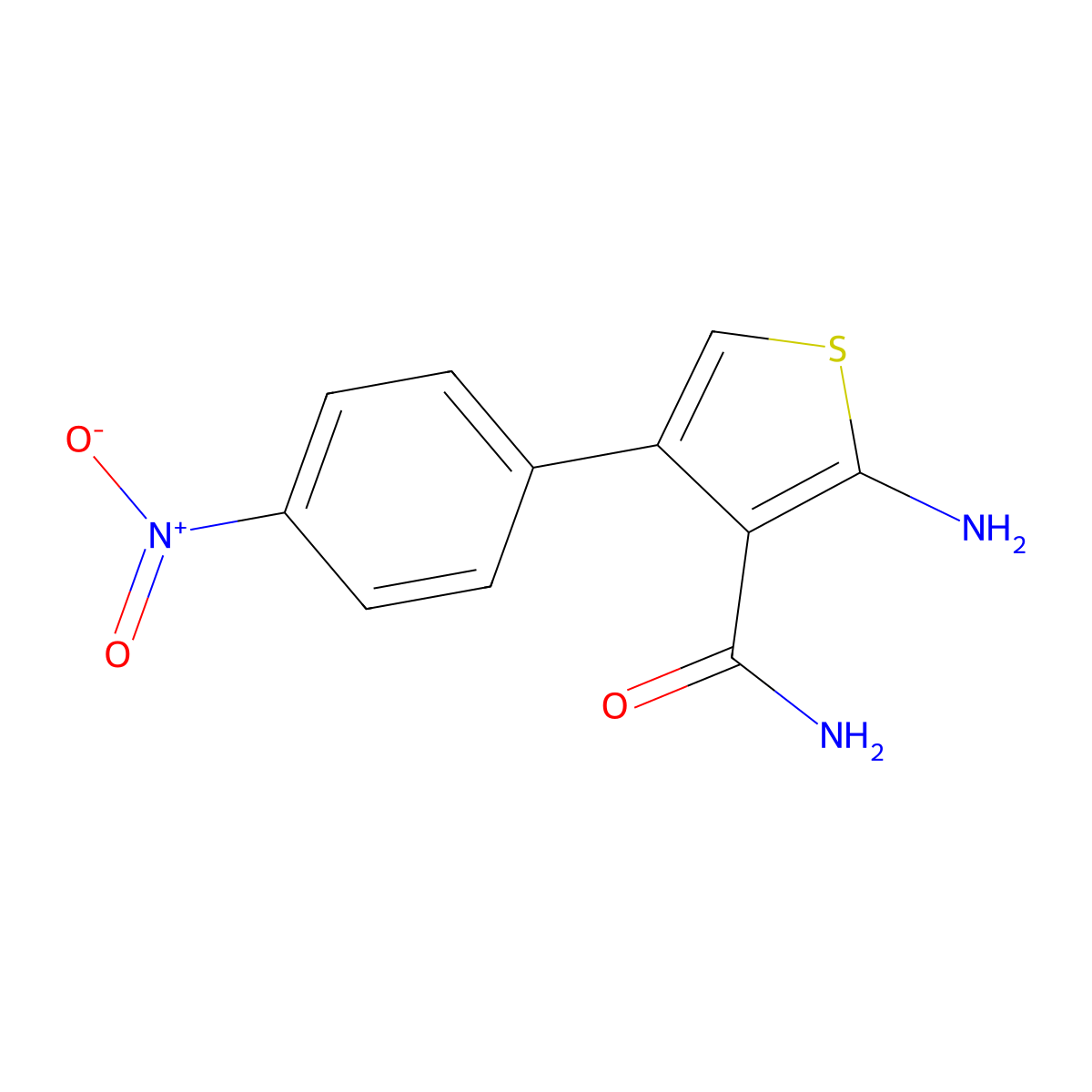 2-Amino-4-(4-nitrophenyl)thiophene-3-carboxamide molecular structure, CAS 503605-38-7