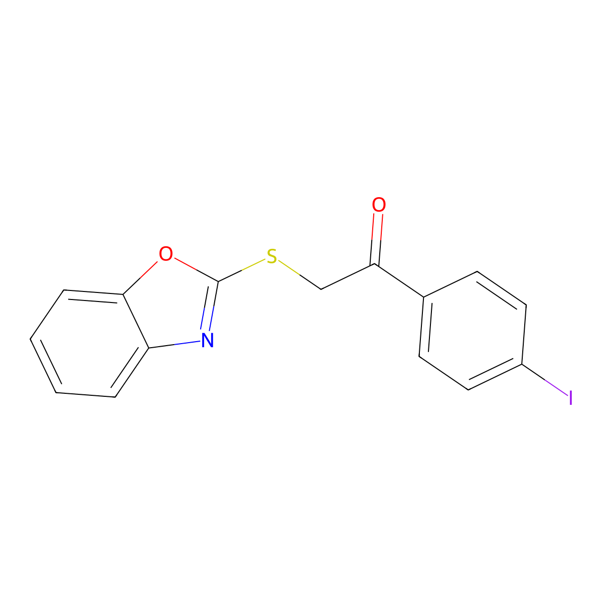 2-(1,3-Benzoxazol-2-ylsulfanyl)-1-(4-iodophenyl)ethanone molecular structure, CAS 503607-30-5