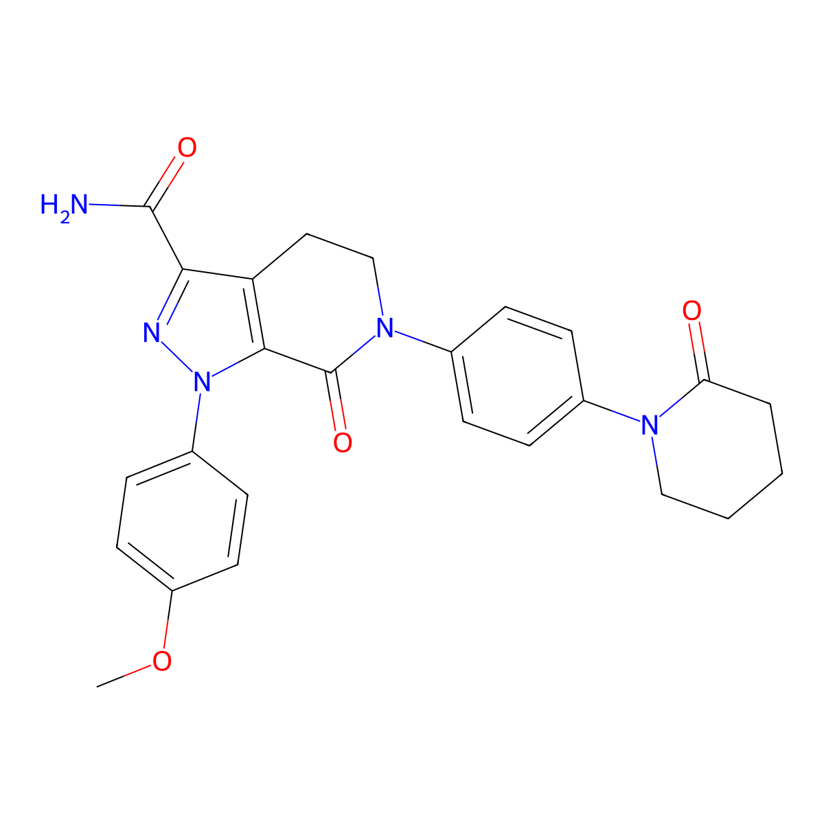Apixaban molecular structure, CAS 503612-47-3