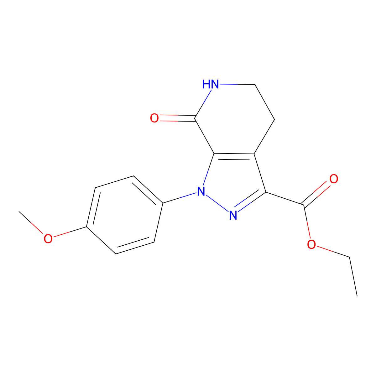 Ethyl 1-(4-methoxyphenyl)-7-oxo-4,5,6,7-tetrahydro-1H-pyrazolo(3,4-c)pyridine-3-carboxylate molecular structure, CAS 503614-56-0