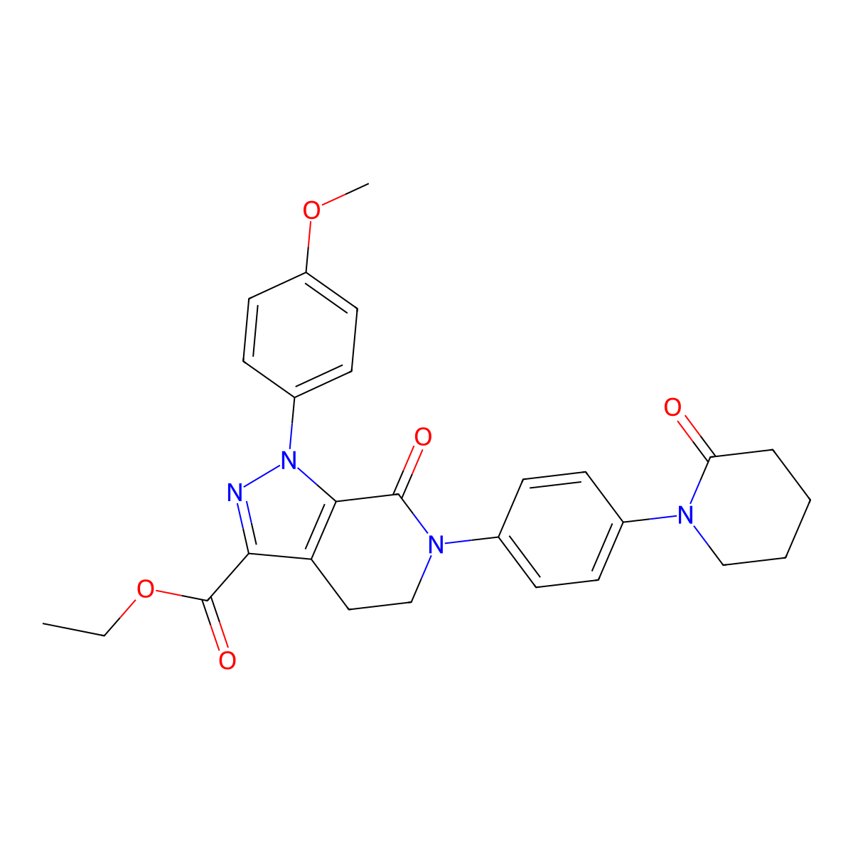 ethyl 1-(4-methoxyphenyl)-7-oxo-6-(4-(2-oxo-1-piperidinyl)phenyl)-4,5,6,7-tetrahydro-1H-pyrazolo[3,4-c]pyridine-3-carboxylate molecular structure, CAS 503614-91-3