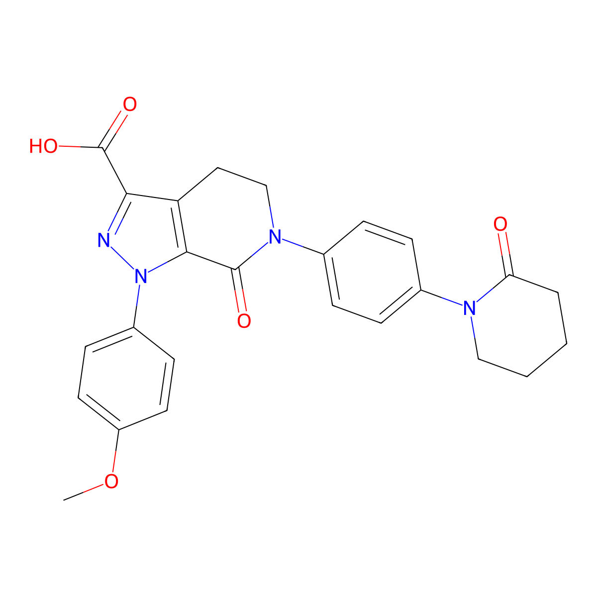 1-(4-Methoxyphenyl)-7-oxo-6-(4-(2-oxopiperidin-1-yl)phenyl)-4,5,6,7-tetrahydro-1H-pyrazolo(3,4-c)pyridine-3-carboxylic acid molecular structure, CAS 503614-92-4