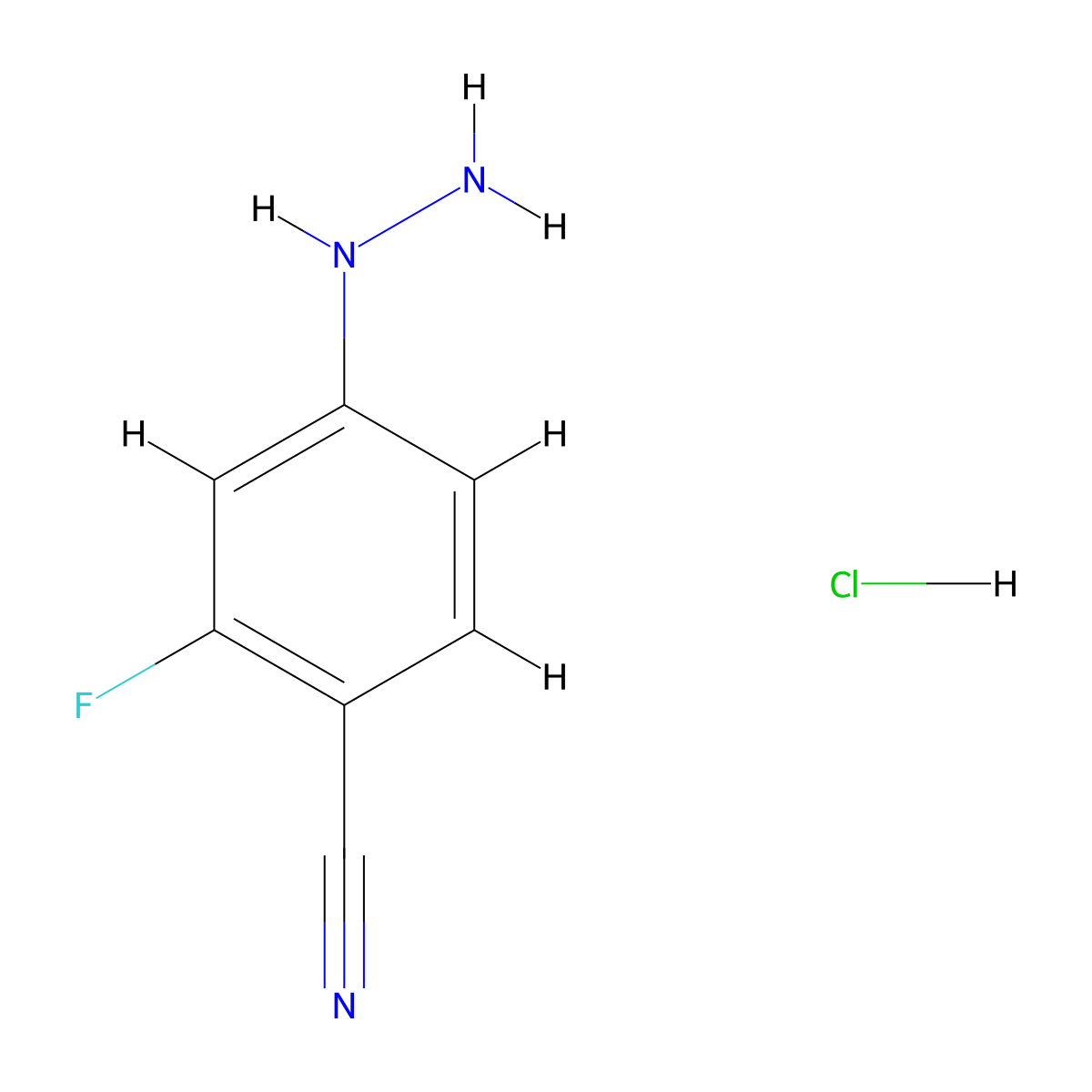 2-Fluoro-4-hydrazinylbenzonitrile hydrochloride molecular structure, CAS 503614-99-1