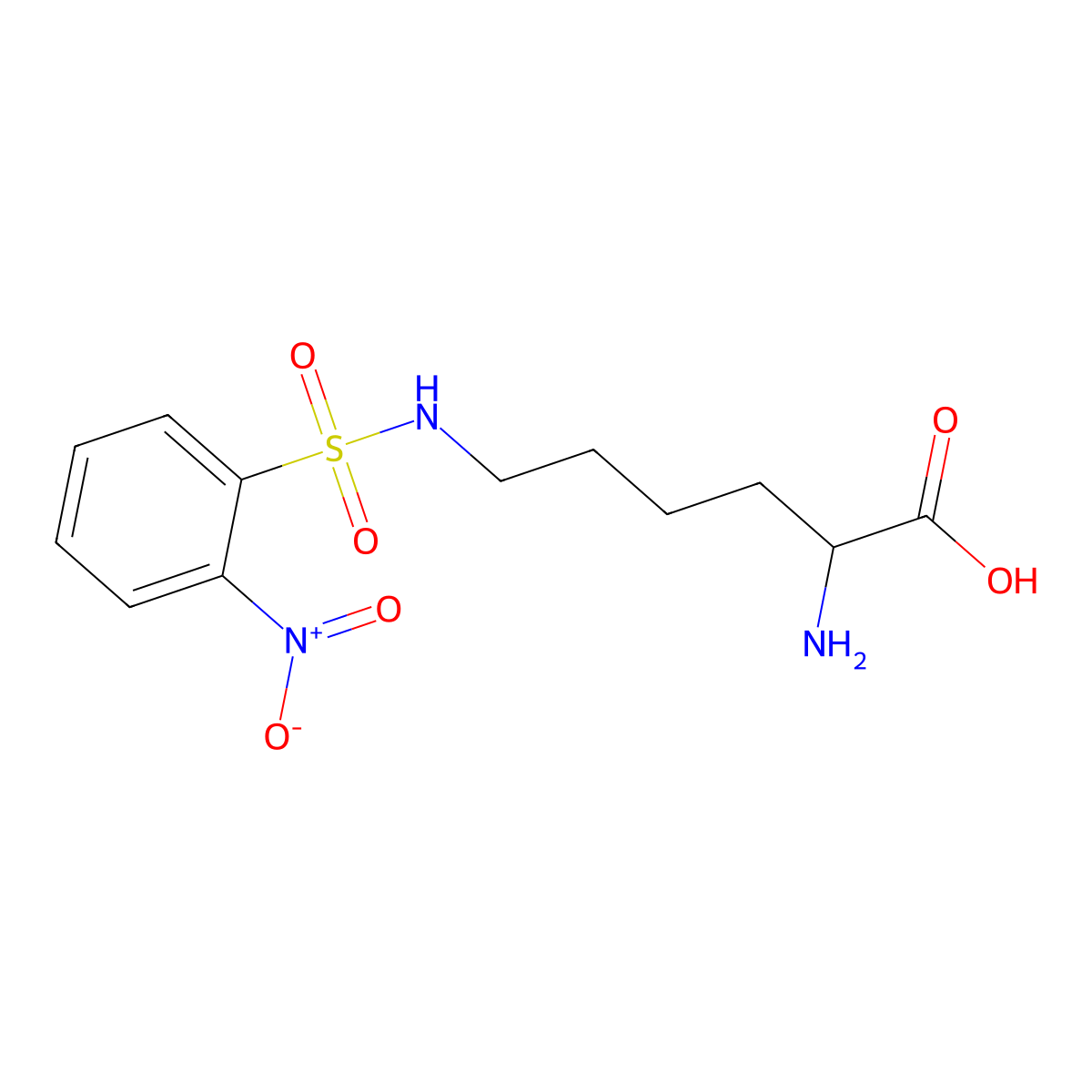 (2S)-2-amino-6-(2-nitrobenzenesulfonamido)hexanoic acid molecular structure, CAS 503615-91-6