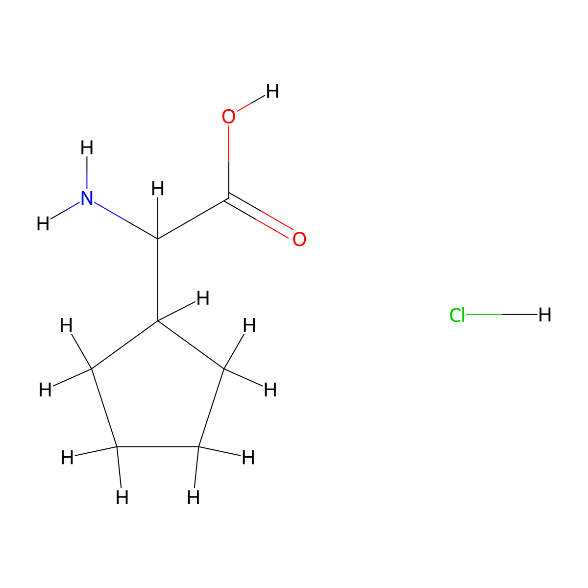 2-Amino-2-cyclopentylacetic acid hydrochloride molecular structure, CAS 503619-25-8