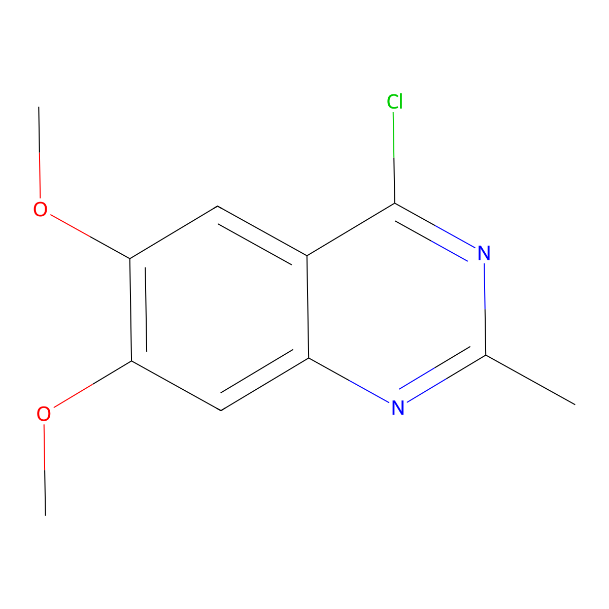 4-Chloro-6,7-dimethoxy-2-methylquinazoline molecular structure, CAS 50377-49-6