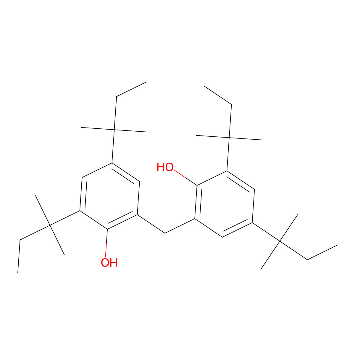 2,2'-Methylenebis[4,6-bis(1,1-dimethylpropyl)phenol] molecular structure, CAS 50378-93-3