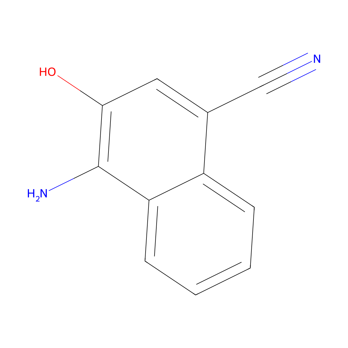 1-Naphthalenecarbonitrile, 4-amino-3-hydroxy- molecular structure, CAS 50380-74-0