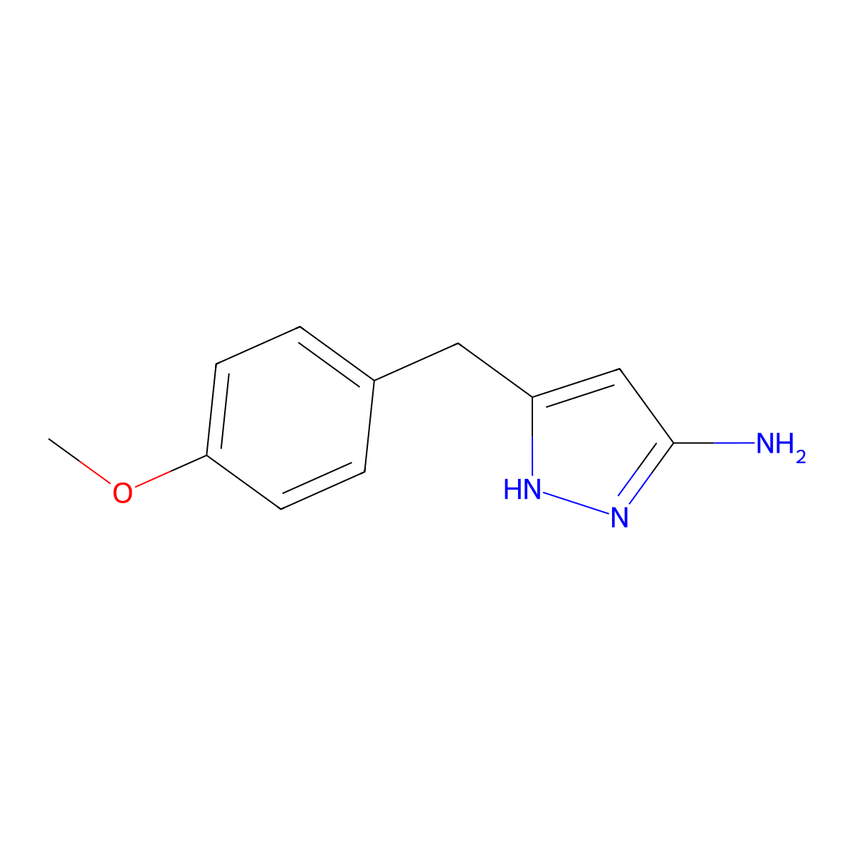 3-(4-methoxybenzyl)-1H-pyrazol-5-amine molecular structure, CAS 503818-54-0