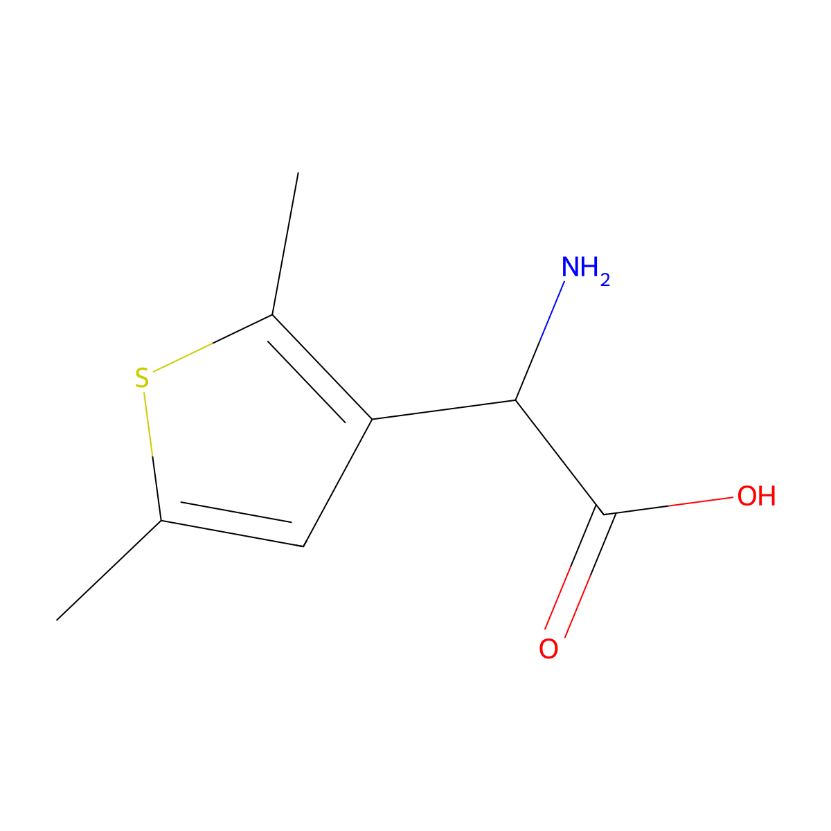 2-amino-2-(2,5-dimethylthiophen-3-yl)acetic Acid molecular structure, CAS 50382-40-6