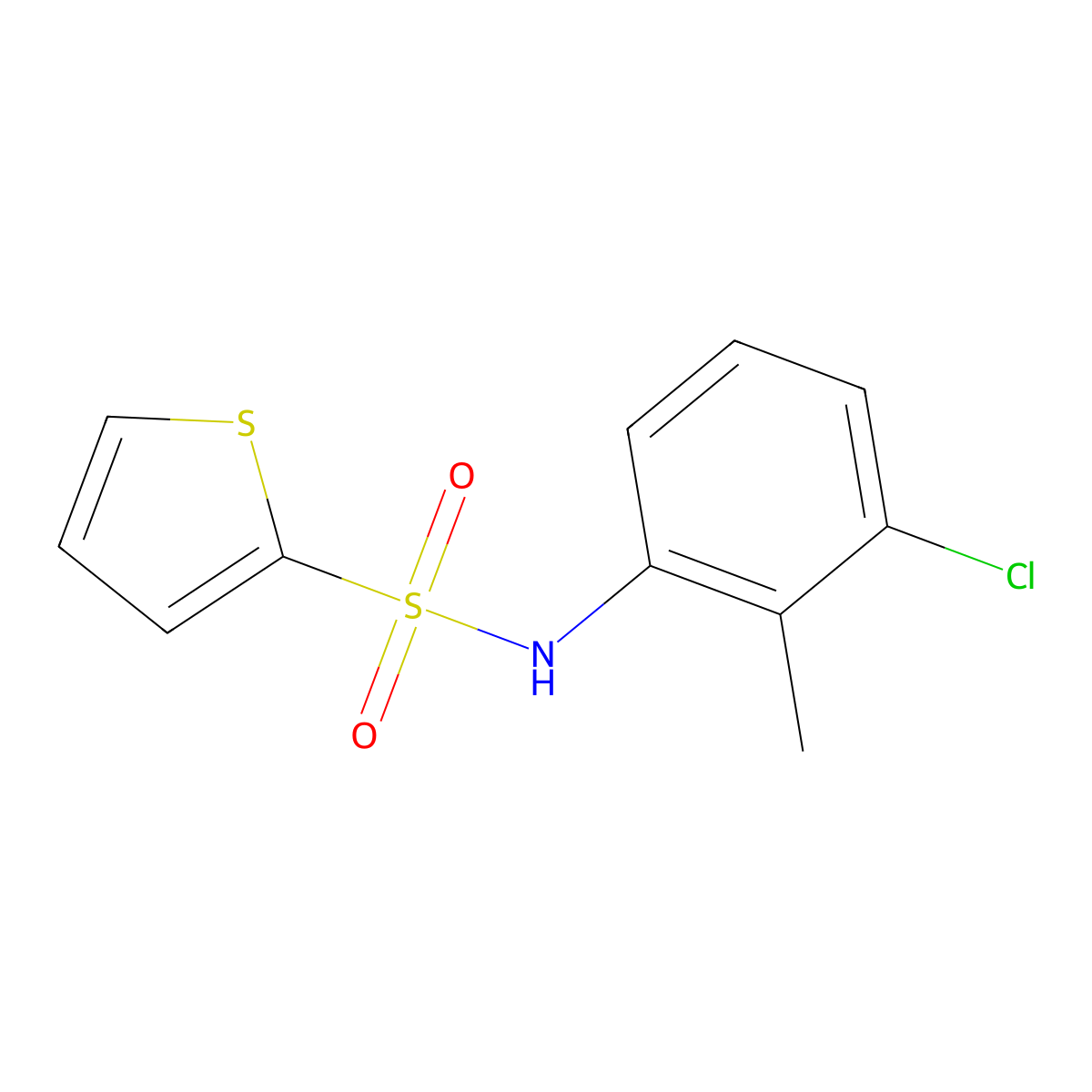 N-(3-chloro-2-methylphenyl)thiophene-2-sulfonamide molecular structure, CAS 503838-26-4