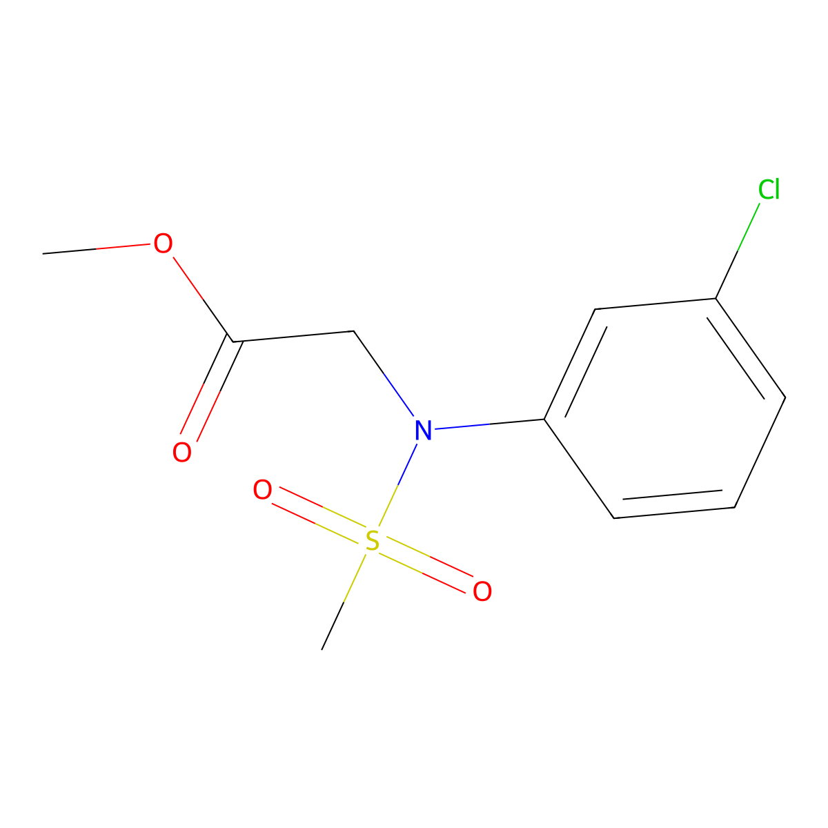 Methyl N-(3-chlorophenyl)-N-(methylsulfonyl)glycinate molecular structure, CAS 503838-40-2