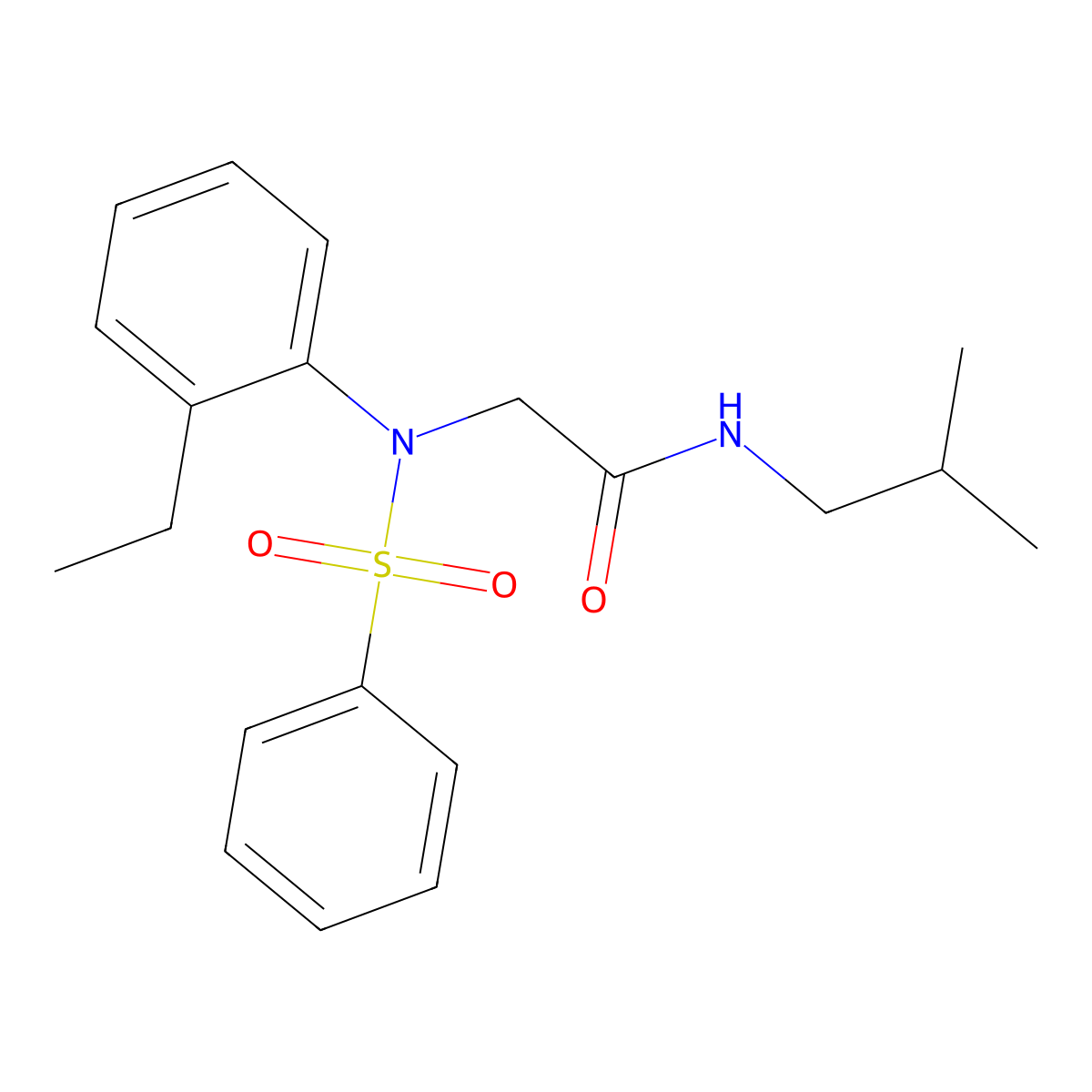 N~2~-(2-ethylphenyl)-N-(2-methylpropyl)-N~2~-(phenylsulfonyl)glycinamide molecular structure, CAS 503839-15-4