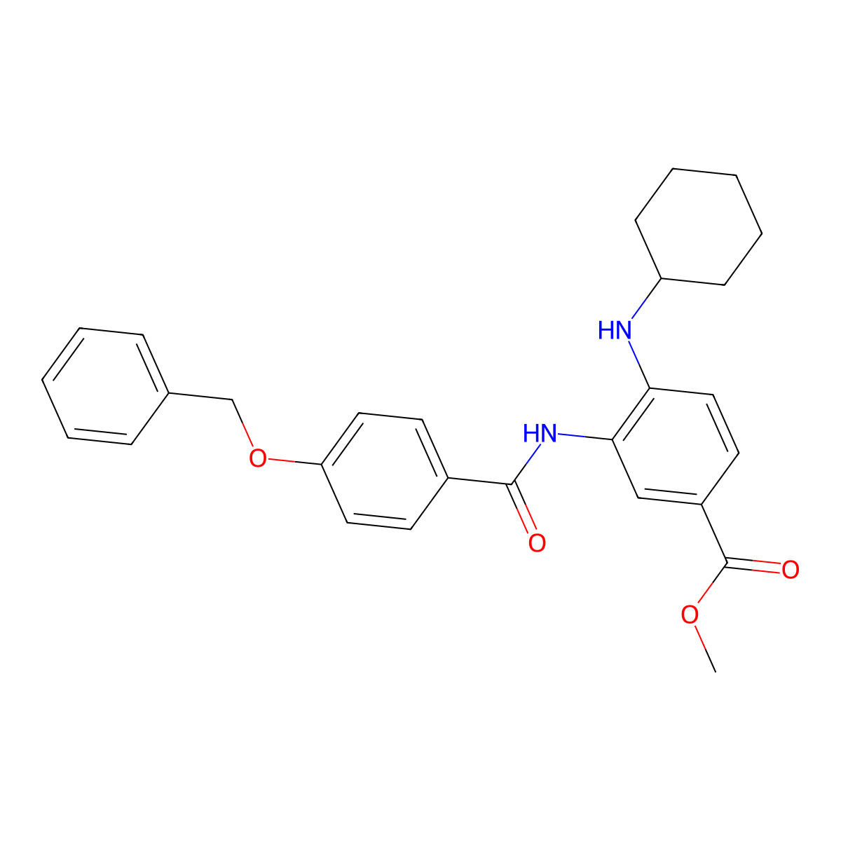 Methyl 3-{[4-(benzyloxy)benzoyl]amino}-4-(cyclohexylamino)benzoate molecular structure, CAS 503859-28-7