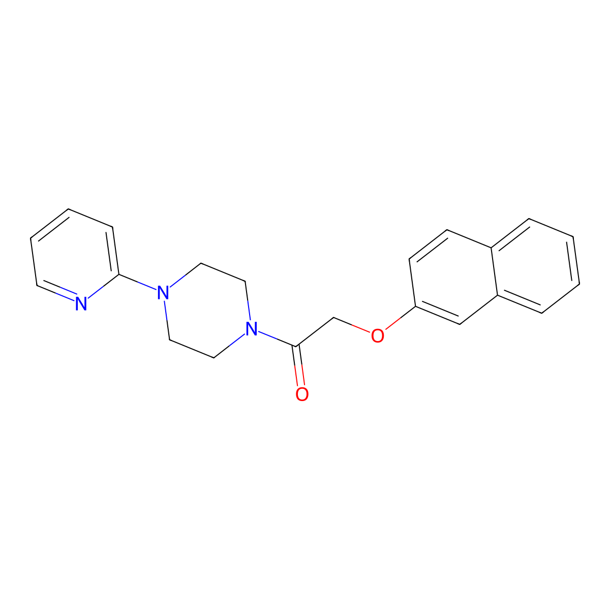 2-Naphthalen-2-yloxy-1-(4-pyridin-2-ylpiperazin-1-yl)ethanone molecular structure, CAS 503863-95-4