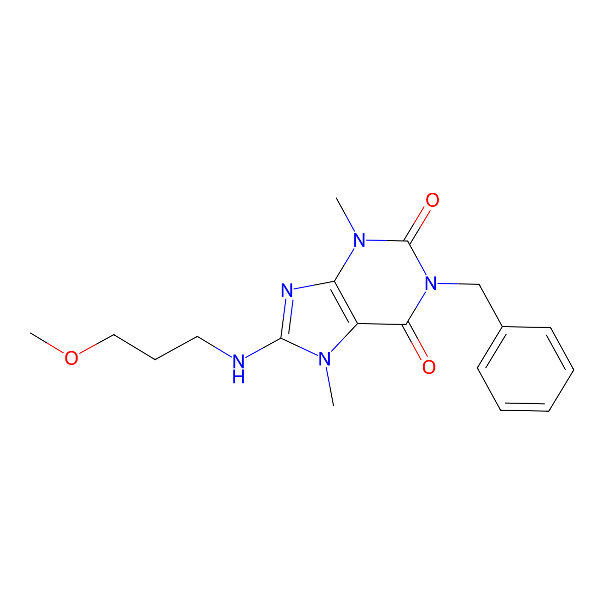 1-benzyl-8-((3-methoxypropyl)amino)-3,7-dimethyl-1H-purine-2,6(3H,7H)-dione molecular structure, CAS 503864-28-6
