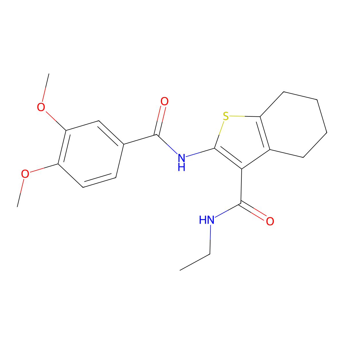 2-[(3,4-dimethoxybenzoyl)amino]-N-ethyl-4,5,6,7-tetrahydro-1-benzothiophene-3-carboxamide molecular structure, CAS 503865-02-9