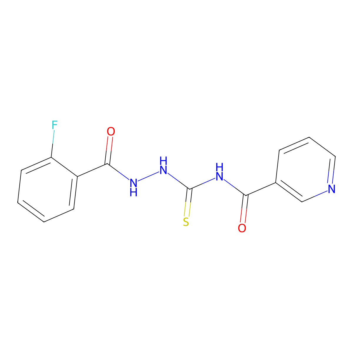 N-[[(2-fluorobenzoyl)amino]carbamothioyl]pyridine-3-carboxamide molecular structure, CAS 503865-06-3