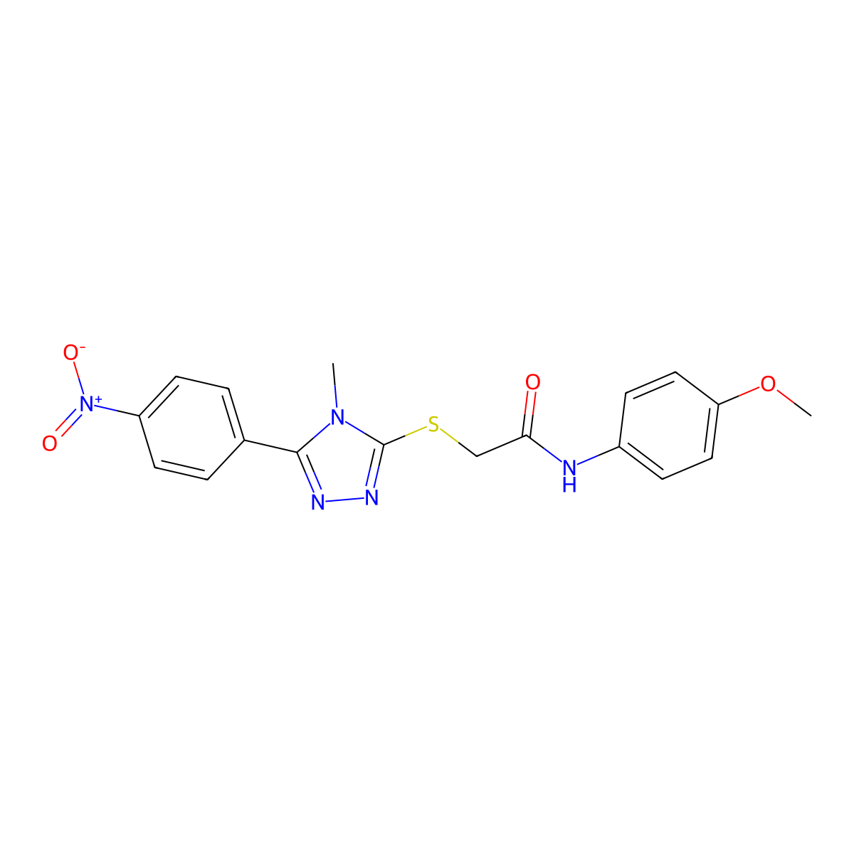 N-(4-methoxyphenyl)-2-[[4-methyl-5-(4-nitrophenyl)-1,2,4-triazol-3-yl]sulfanyl]acetamide molecular structure, CAS 503865-14-3