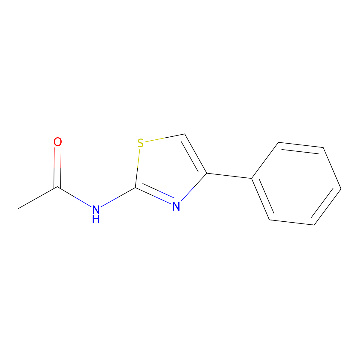 N-(4-Phenyl-1,3-thiazol-2-yl)acetamide molecular structure, CAS 5039-09-8