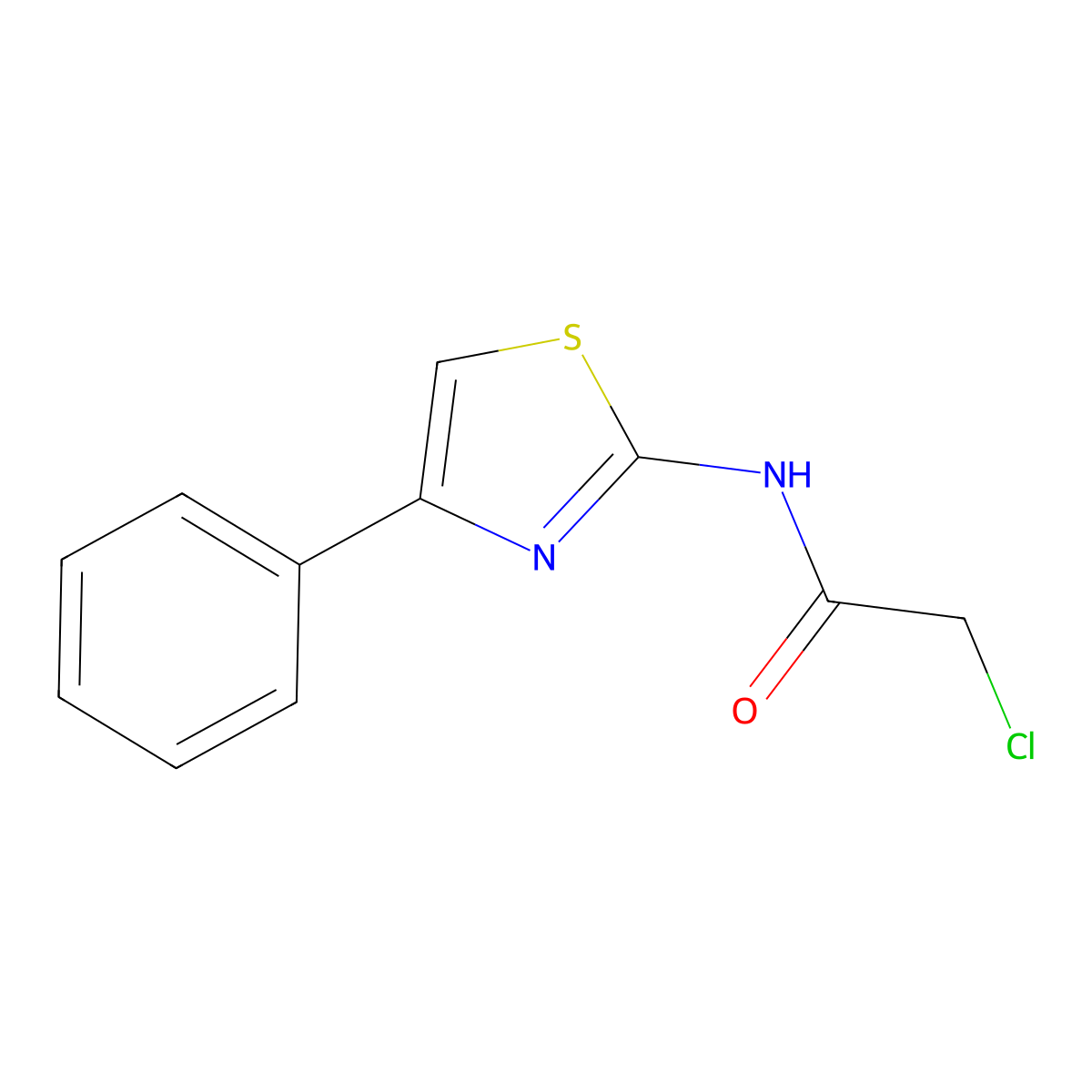 2-chloro-N-(4-phenyl-1,3-thiazol-2-yl)acetamide molecular structure, CAS 5039-16-7