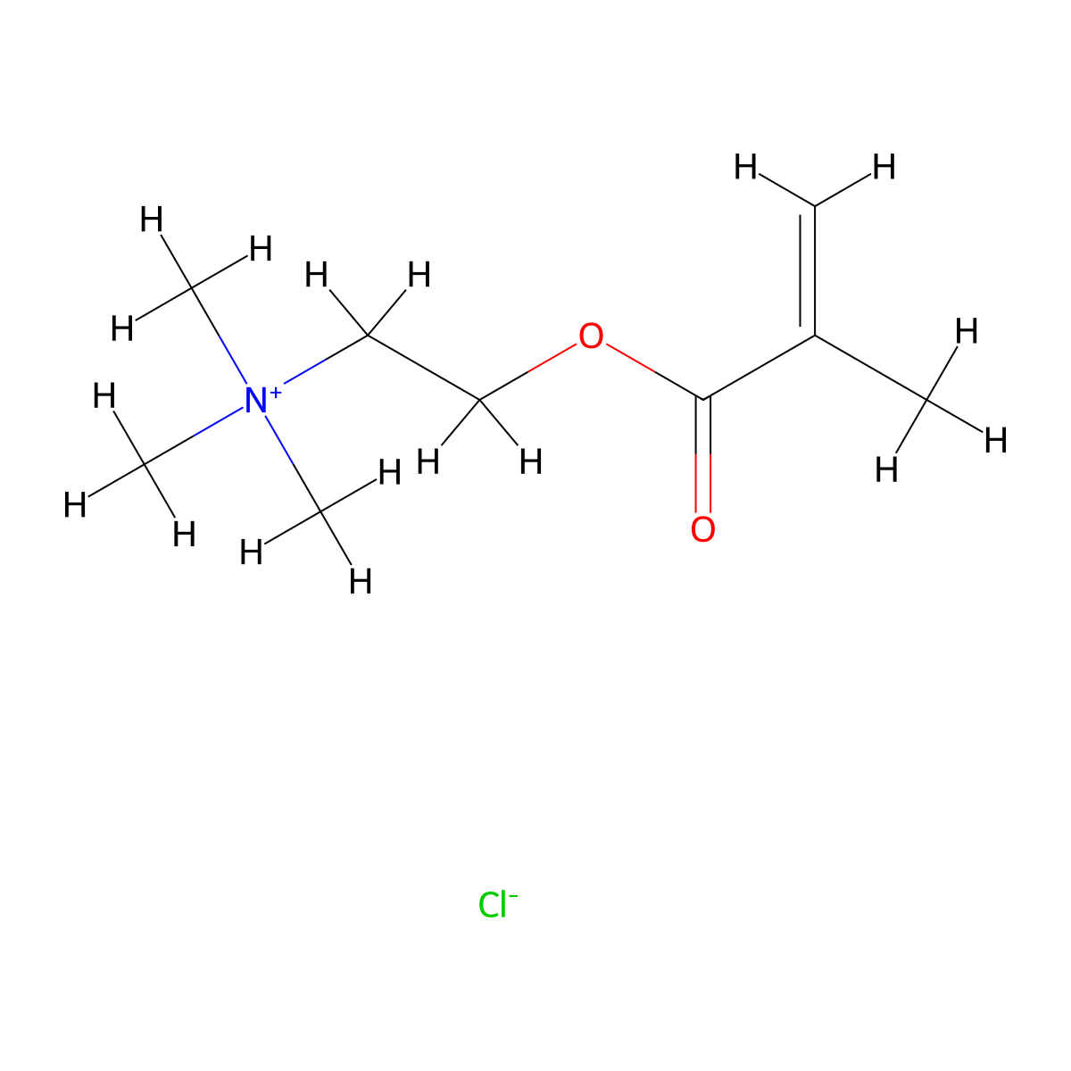 (2-(Methacryloyloxy)ethyl)trimethylammonium chloride molecular structure, CAS 5039-78-1
